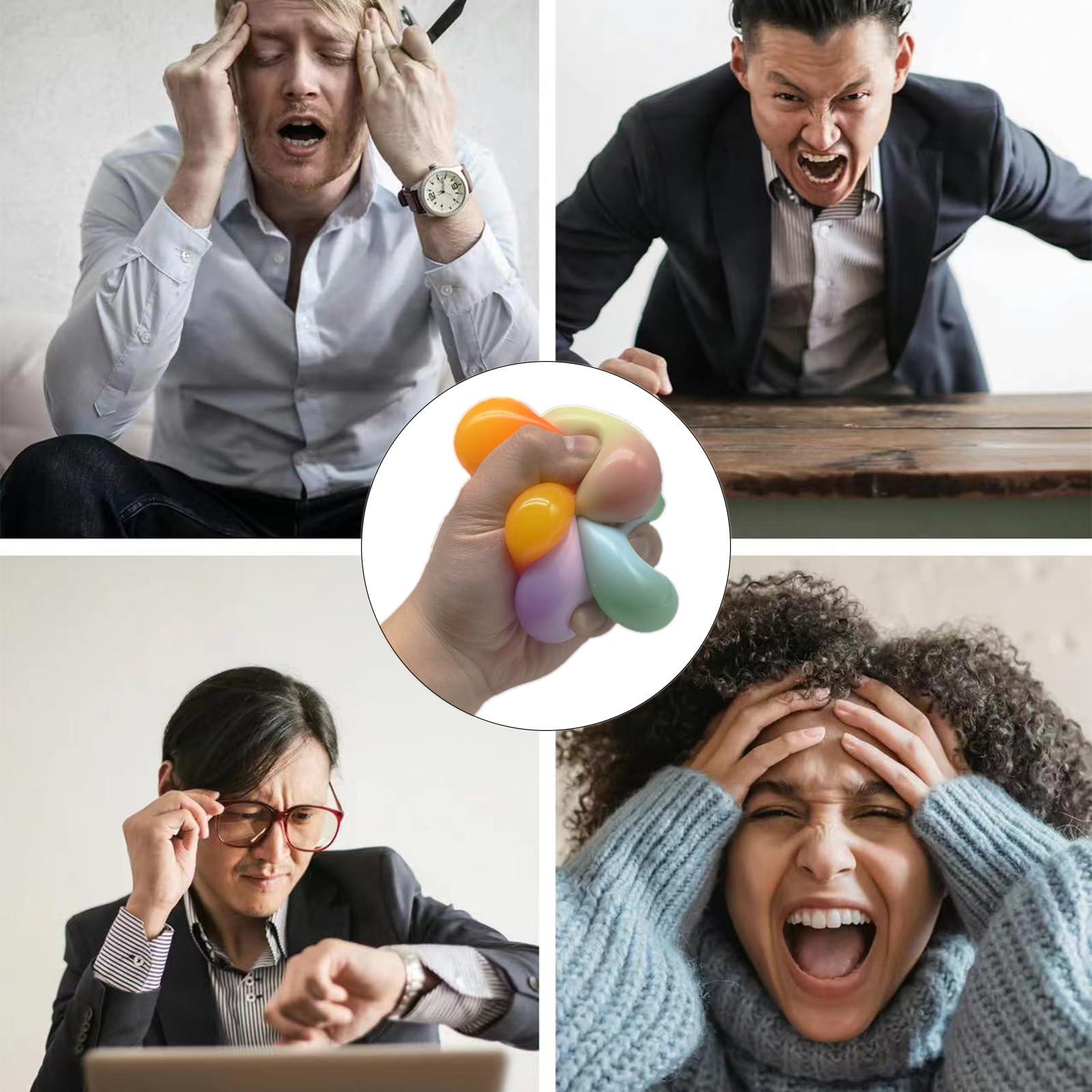 AiSiXin Sensory Stress Balls 4-Pack, Squishy Stress Balls, Squishy Fidget Toys for Kids and Adults, Soft Squeeze Balls Sensory Toys, Strecthy Stress Relief Toys for Autism