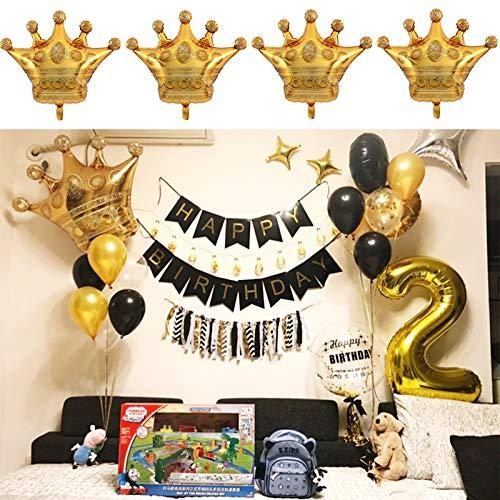 MYUBWTF MYUBWTF 6 Pieces 40 inch Large Gold Crown Balloons, Giant Foil Cap Balloon, Aluminum Foil Helium Balloons for Birthday Wedding Party Decorations Anniversary Party Halloween Christmas (40-inch)