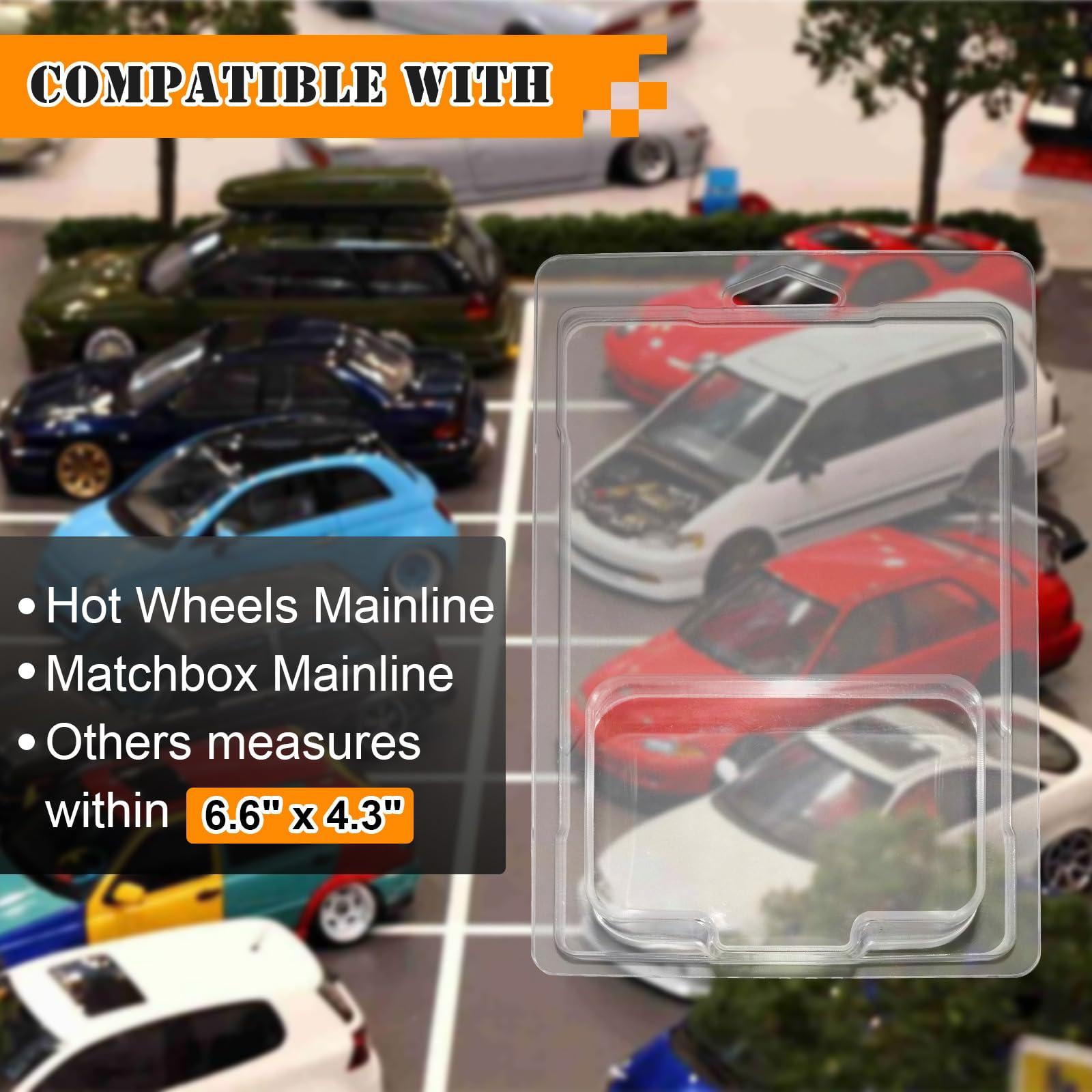 Acfunique 25 Pcs Protector Case Compatible with Hot Wheels Display Case Storage Case Plastic Model Car Clamshell Cases Display Clear Die Cast Car Blister Pack Covers Protector for Hotwheels Toy Car Set