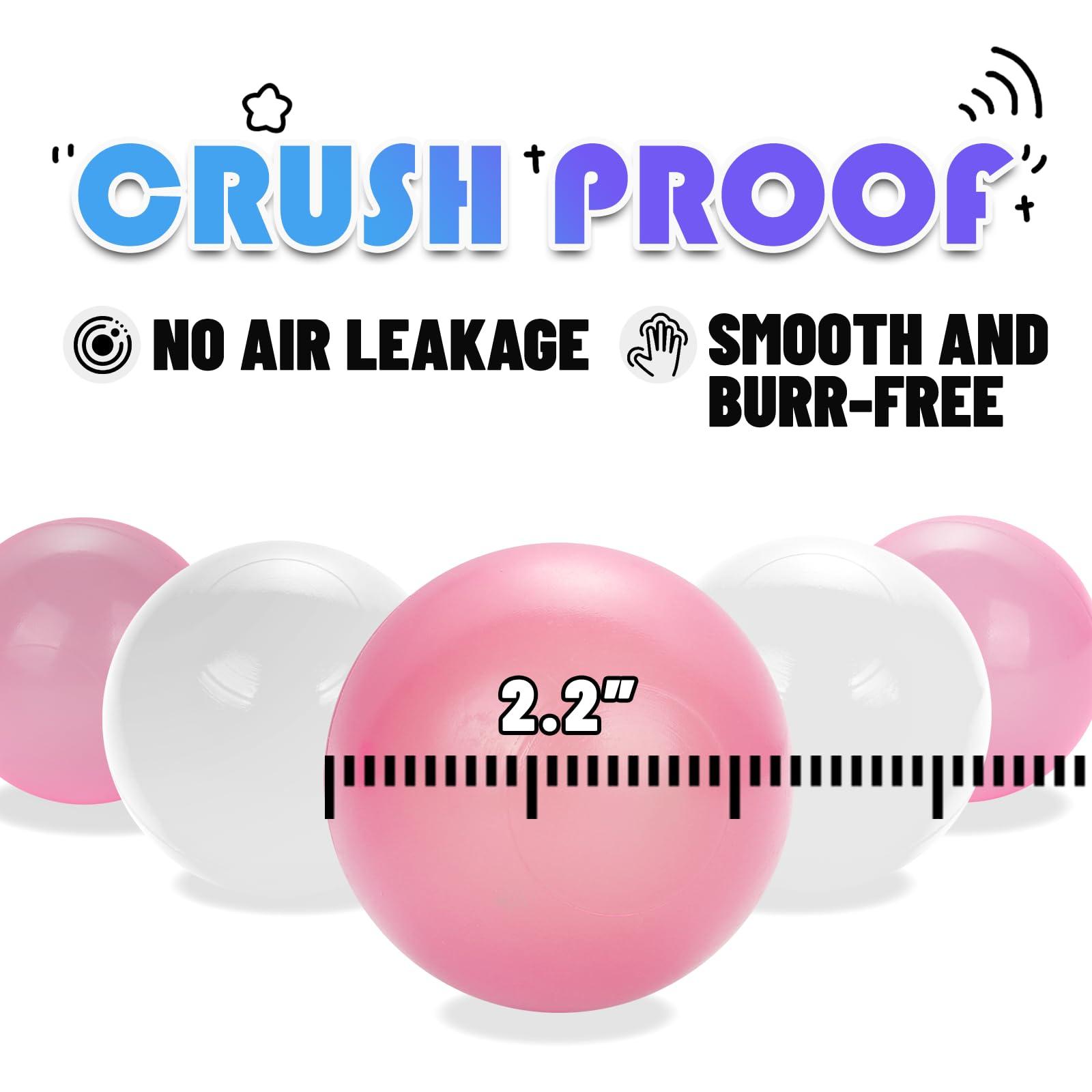 YUFUL YUFUL 500 Count Ball Pit Balls for Kids, 2.2-Inch Crush Proof BPA Free Plastic, Non-Toxic, Multi-Colored, Includes Reusable Net Bag