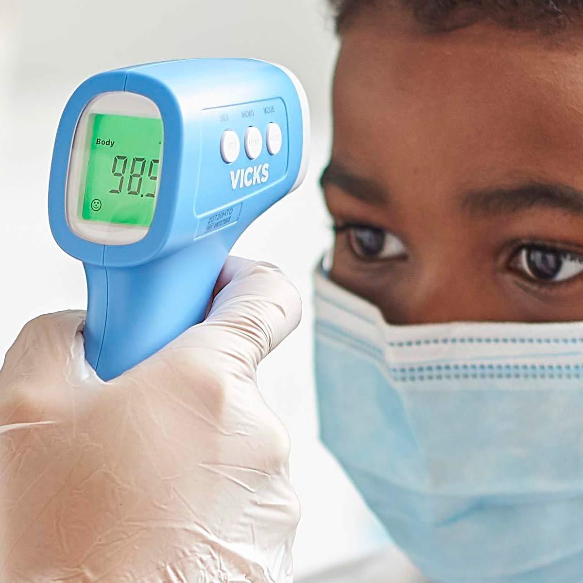 Vicks Vicks Non-Contact Infrared Thermometer for Forehead, Food and Bath Fast, Reliable, and Clinically Proven Accuracy for Adults, Babies, Toddlers and Kids, FSA and HSA Eligible