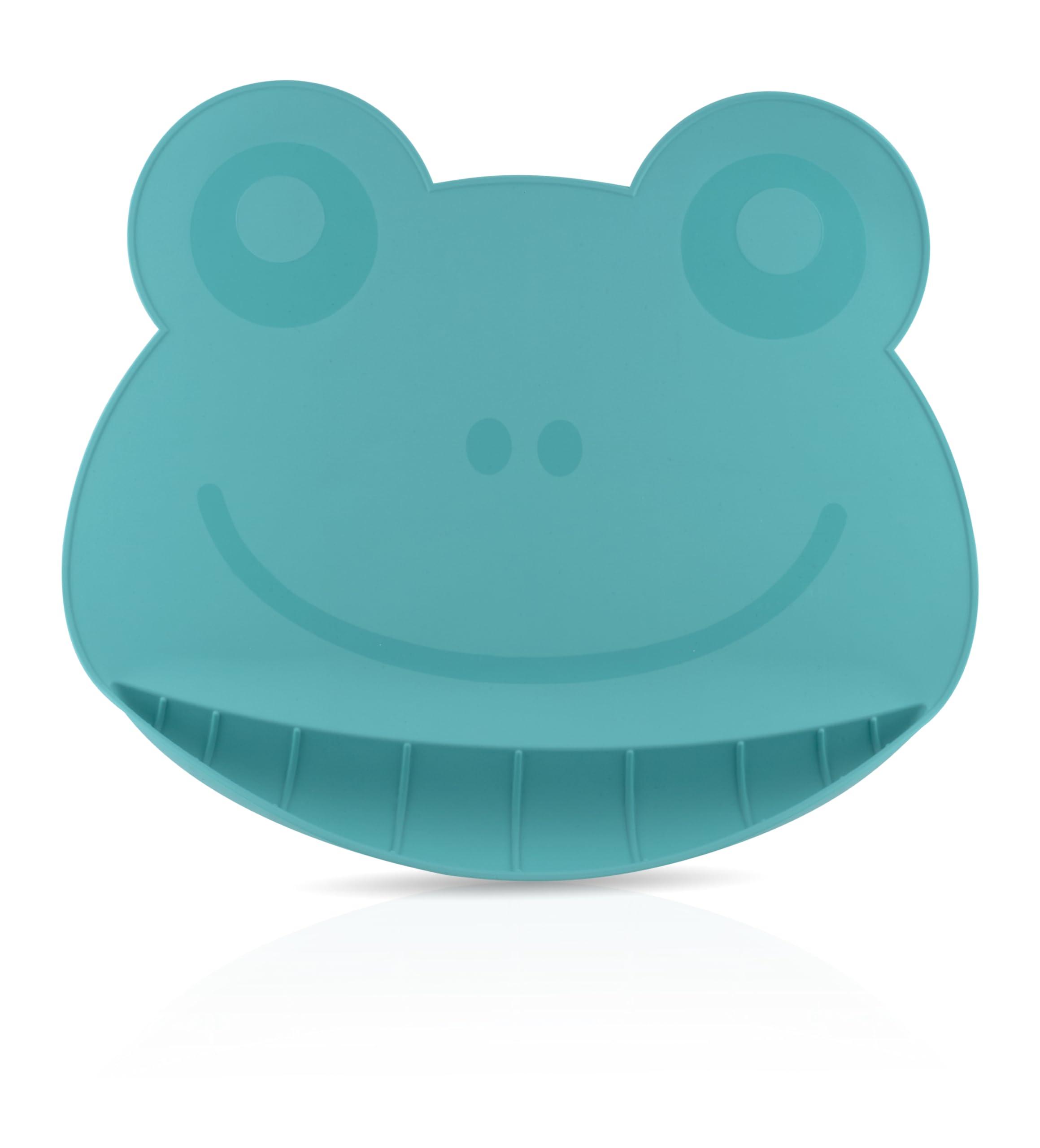 Nuby Nuby Sure Grip Miracle Frog Mat with Food Pouch - Toddler Suction Plate - 6+ Months - Aqua