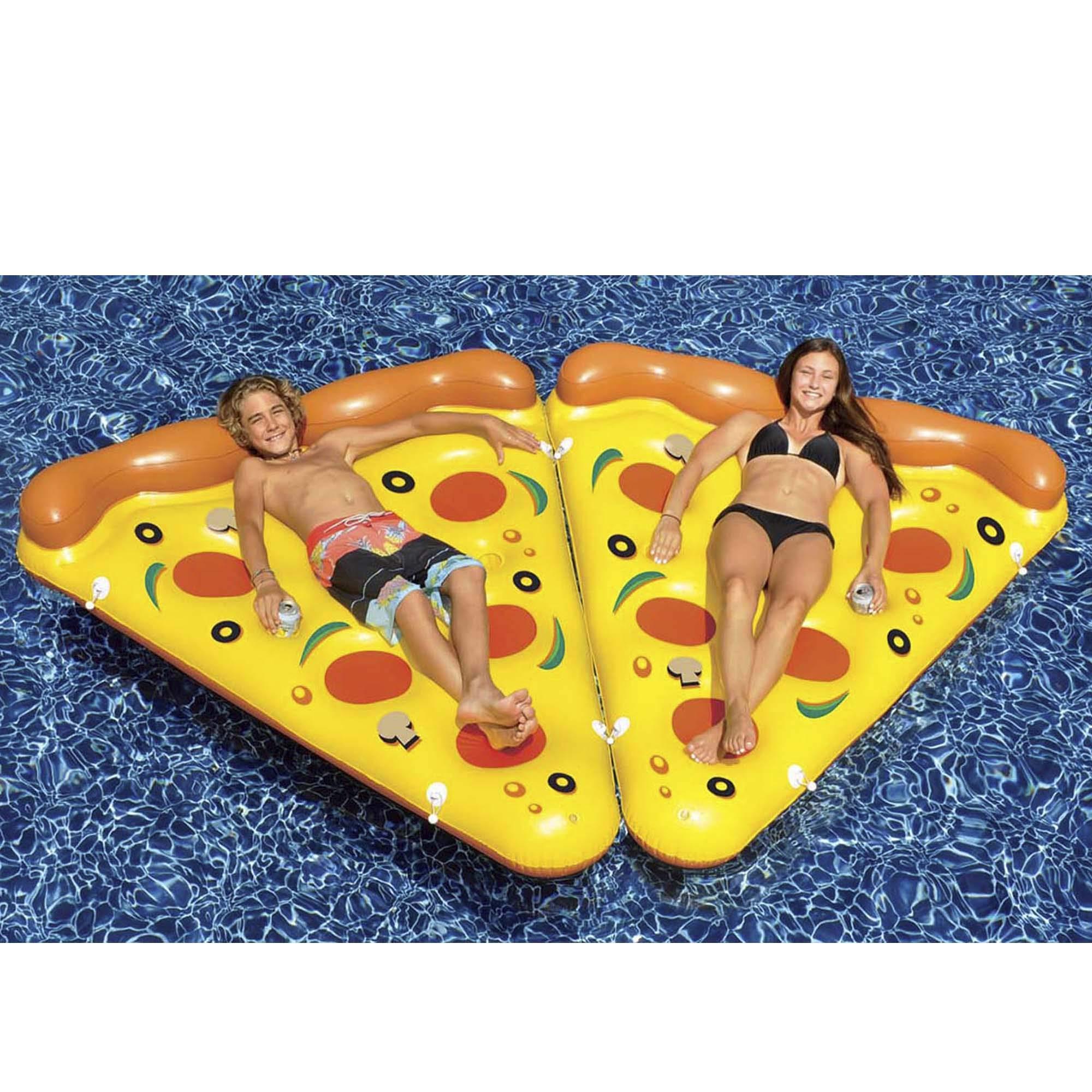 Swim Central Inflatable Yellow and Orange Pizza Slice Swimming Pool Float Raft - 72"