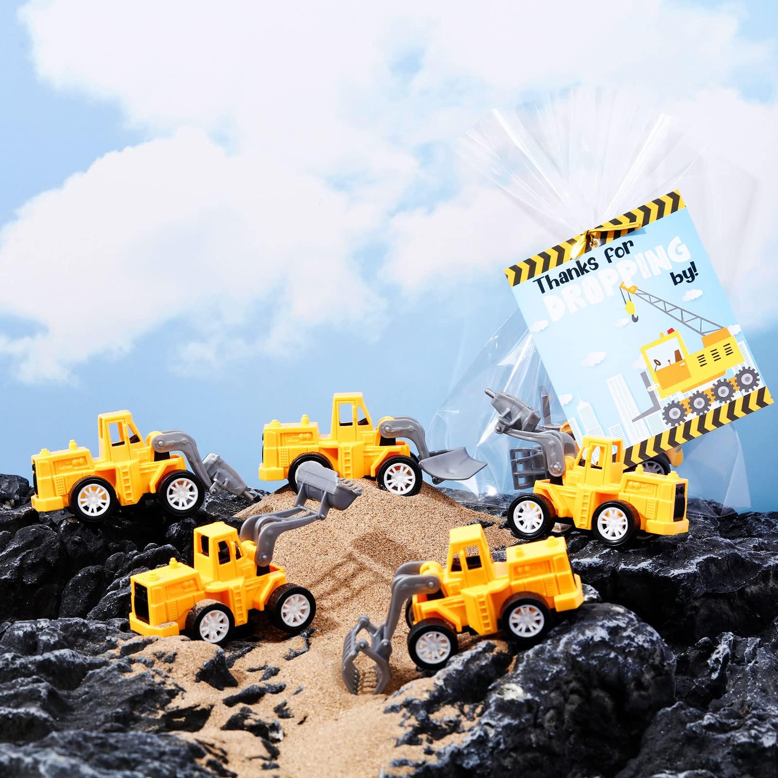 Meooeck Meooeck 24 Sets Mini Construction Vehicles with Gifts Cards and Bags Construction Pull Back Vehicles Mini Excavator Toys for Birthday Party Favors Cake Stocking Stuffers Supplies