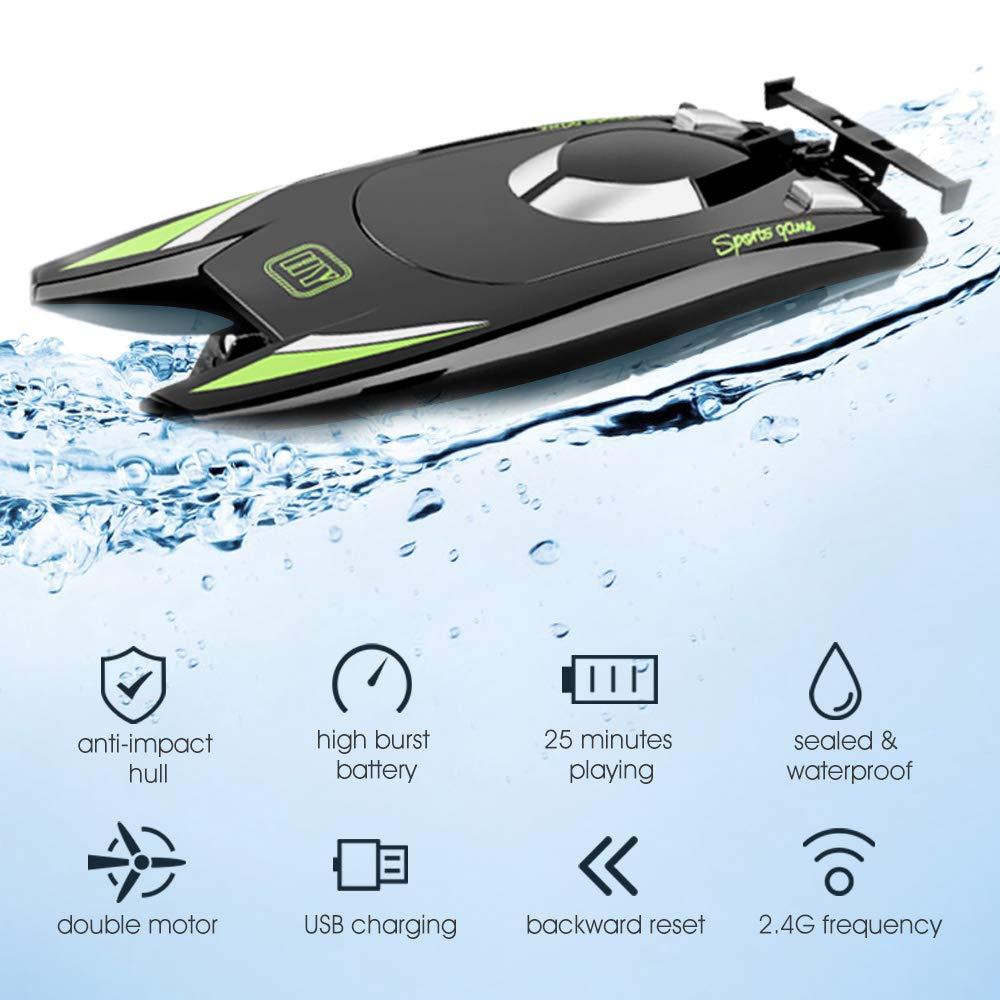 GoolRC GoolRC RC Boat, 2.4GHz Remote Control Boat 25KM/H High RC Speed Boat RC Jet Boat for Suitcase for Lakes & Pools Summer Toys for Adults Kids (Black)