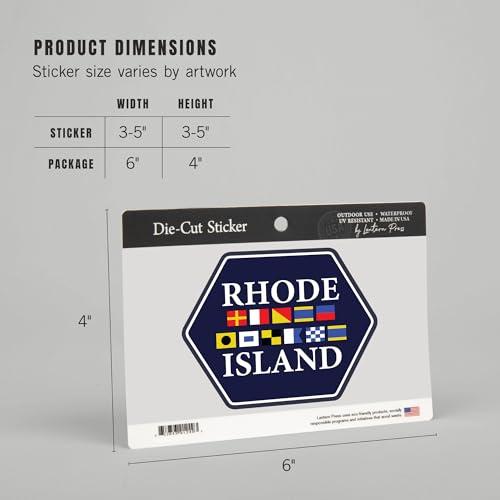 Lantern Press Die Cut Sticker Rhode Island, Nautical Flags, Vinyl Sticker 3 to 6 inches, (Waterproof Decal for Cars, Water Bottles, Laptops, Coolers), Large