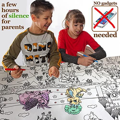 ALEX Art ALEX Art, Large Coloring Poster - Dragon Big Giant Coloring Sheets - Family Jumbo Wall Coloring Pages - Super Huge Coloring Posters for Kids - Children Table Floor Poster Size 38.5”x26.7”