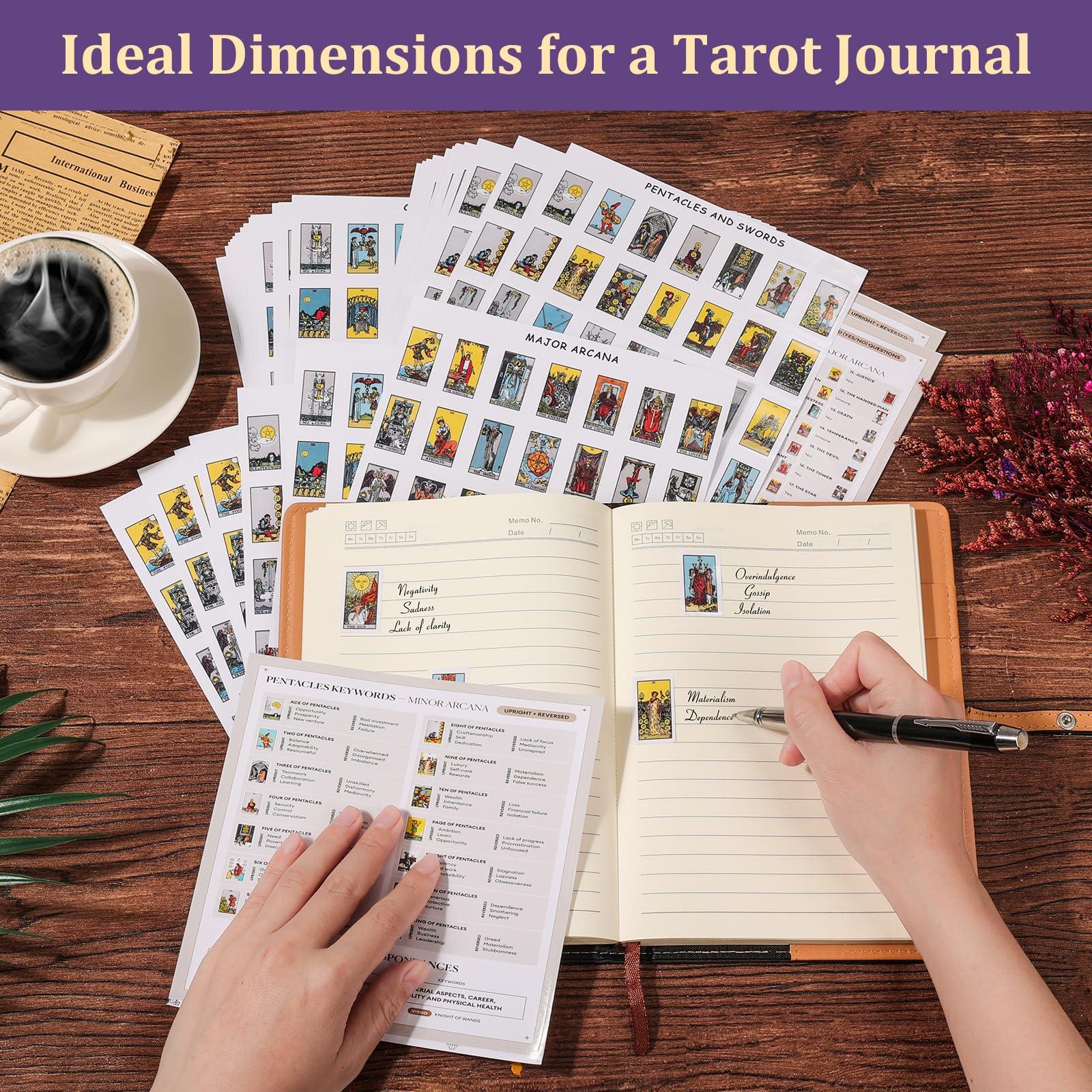 Fofeadm Fofeadm 420 PCS Mini Tarot Stickers for Journaling, 1.25\" x 0.78\" Tarot Card Stickers Based on Rider Waite Tarot Deck, 8 Tarot Cheat Sheet Included