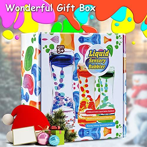 FKYTION FKYTION Liquid Motion Bubbler Timer Pack of 3 Colorful Liquid Sensory Toys ADHD Fidget Toy Calm Relaxing Desk Toys