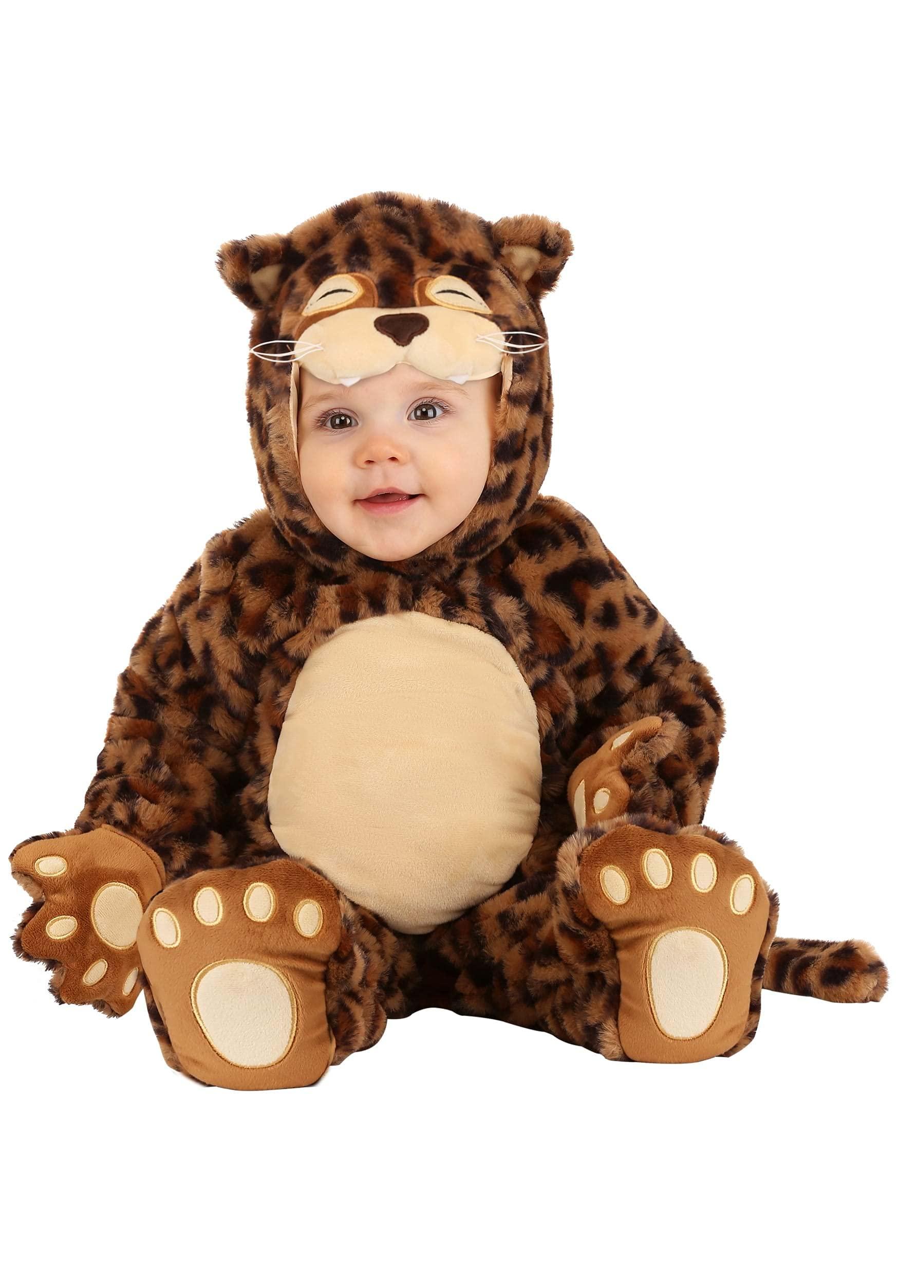 Fun Costumes Infant Cutie Cheetah Costume for Kids, Baby Brown Wild Cat Outfit for Halloween, Warm Animal Costumes for Babies