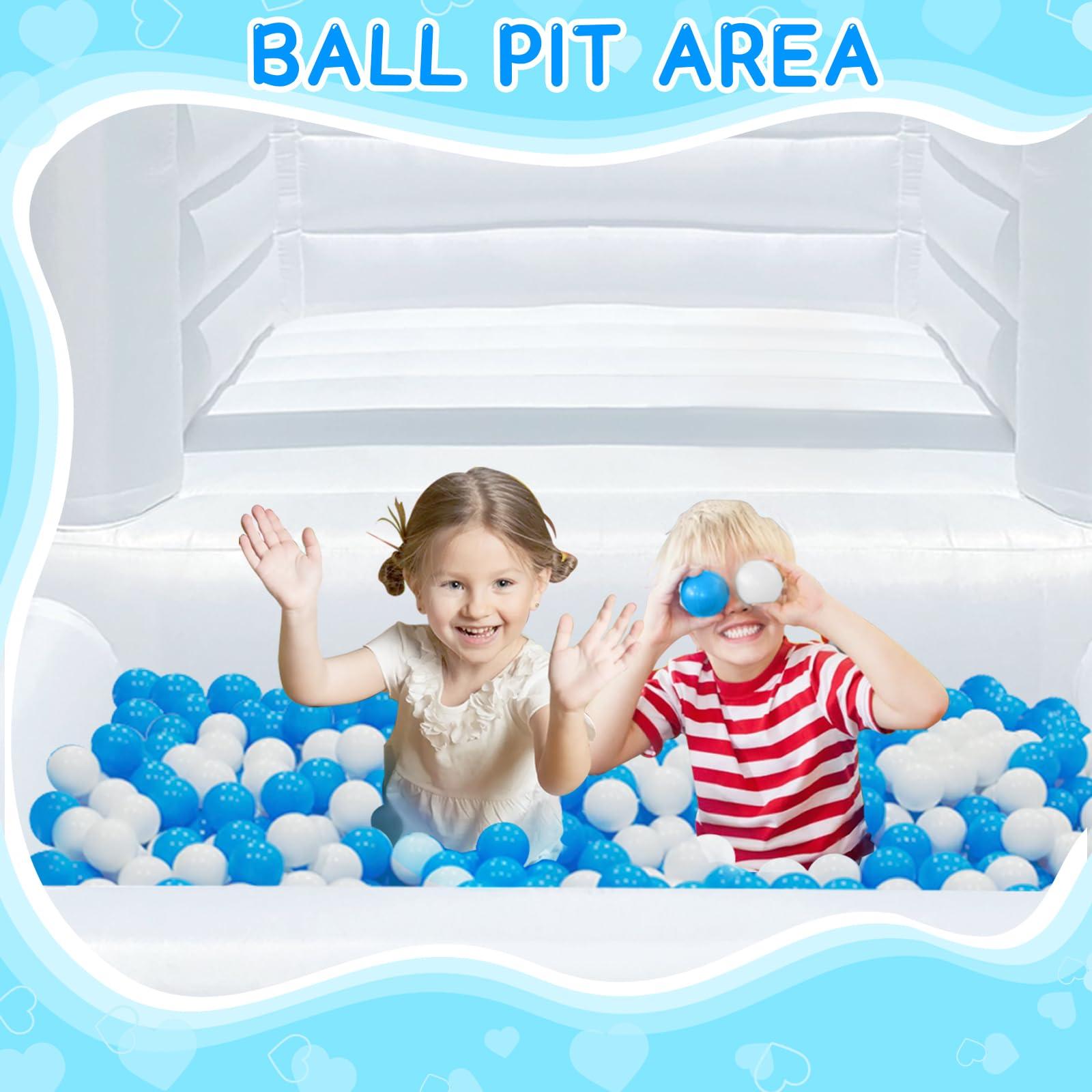 Connsann White Bounce House with Ball Pit 120x96x96 inch ASTM Certified White Bouncy Castle for Memorable Birthday Parties & Event (White, 11x8x7.8FT)