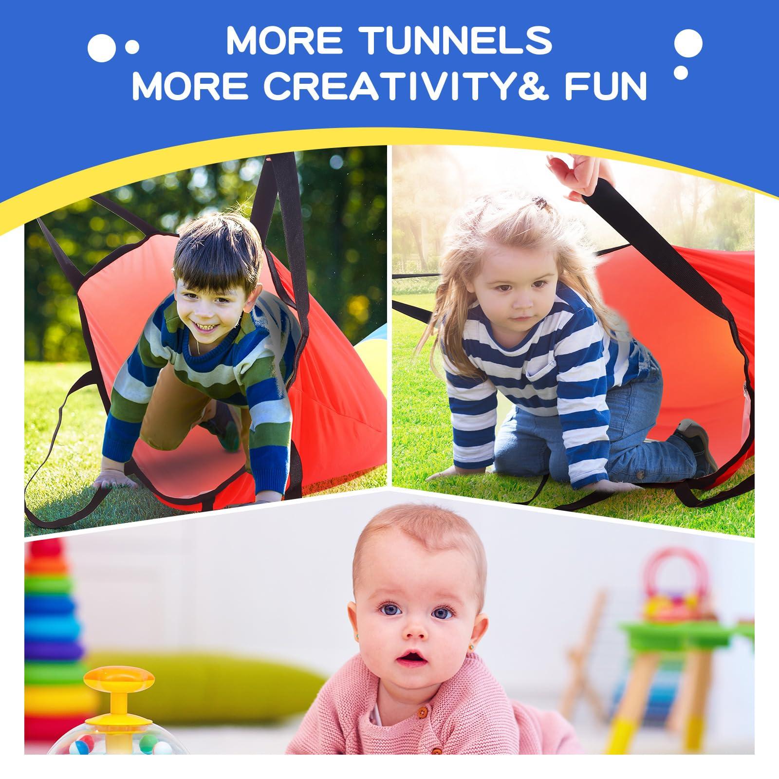 Simgoing Sensory Compression Play Tunnel for Kids 12 ft Calm Sensory Tunnel for Outdoor Indoor Autism Kids Toys Game Concept Tools for Different Ages(Red Yellow Blue)