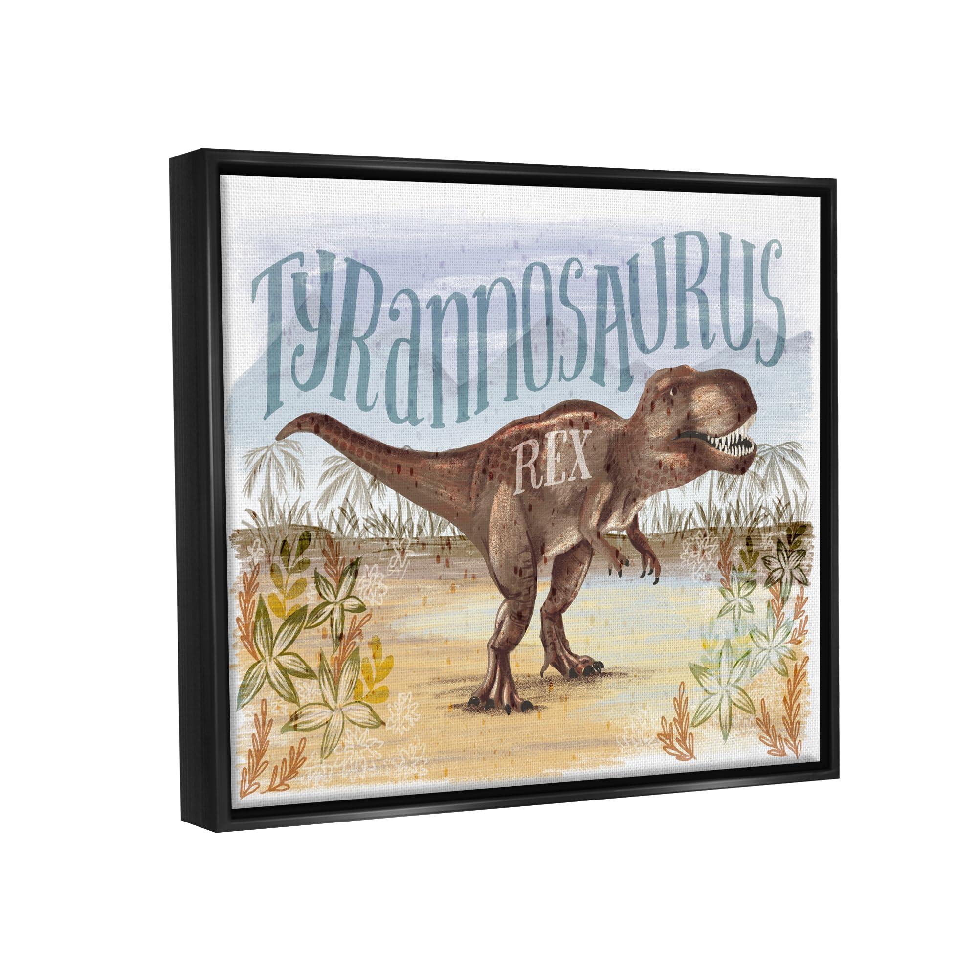 Stupell Industries Stupell Industries T-Rex in Nature Framed Floater Canvas Wall Art by Raquel Maciel