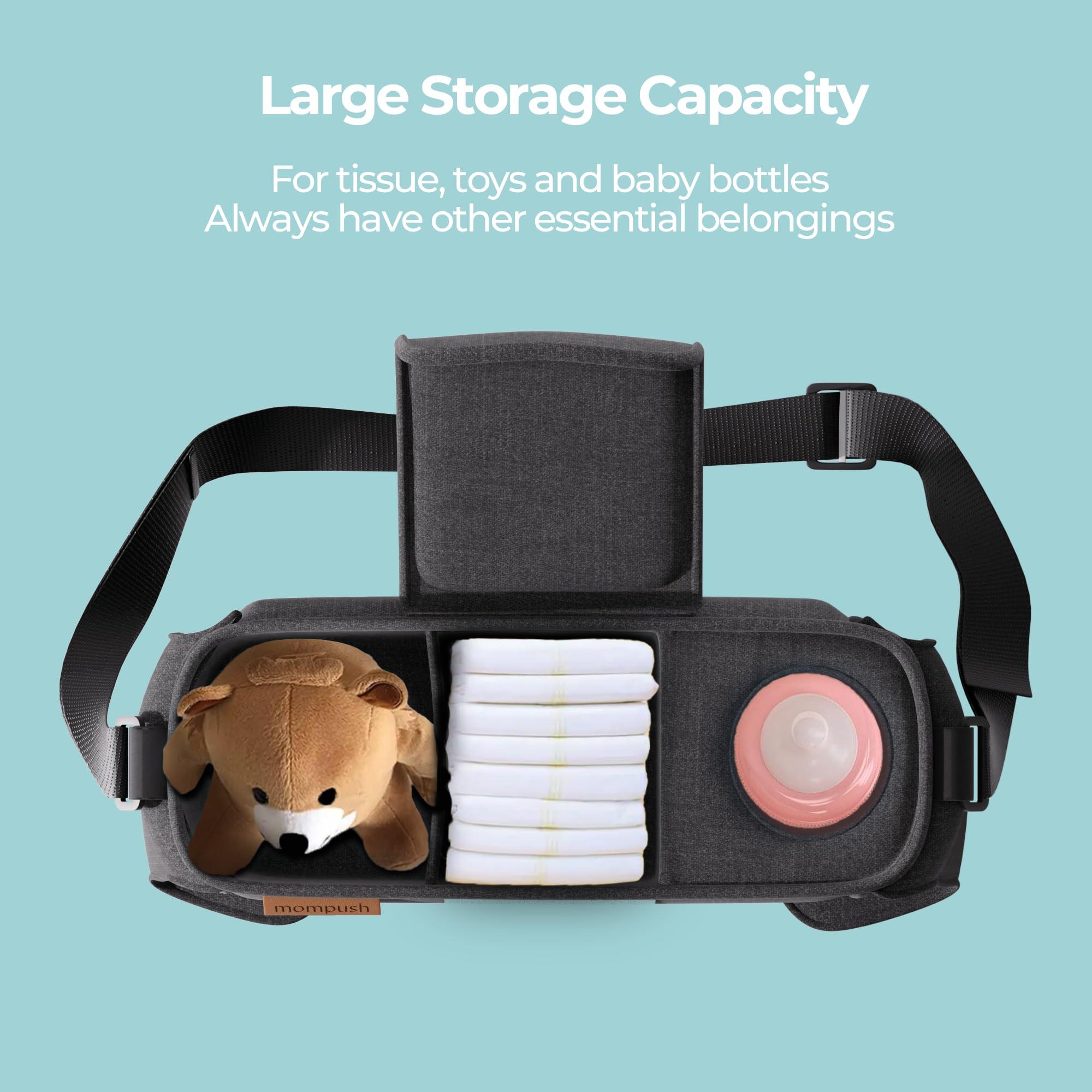 mompush mompush Stroller Organizer with Shoulder Strap, Large Storage Space and Cup Holder, Stroller Accessories Fits for Popular Strollers