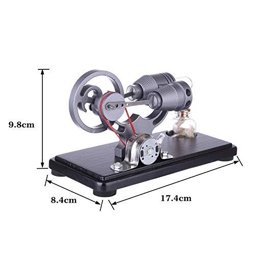 HMANE HMANE ?-Shape Stirling Engine Kit for Adults, DIY Unassembled Retro Generator Model Science Educational Toys with LED Lights, Grey