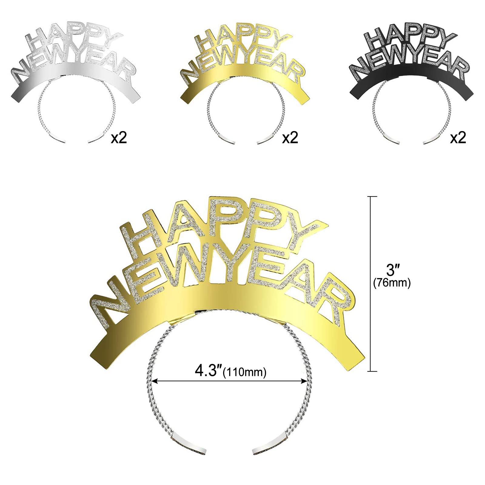 HOWAF HOWAF 2025 New Year Eve Party Supplies 2025 NYE Decorations Kit - Include Happy New Year Headband Cone Hats Party Blowouts Black Gold Silver NYE Party Favors New Years Eve Accessories Kit, 38 Pieces
