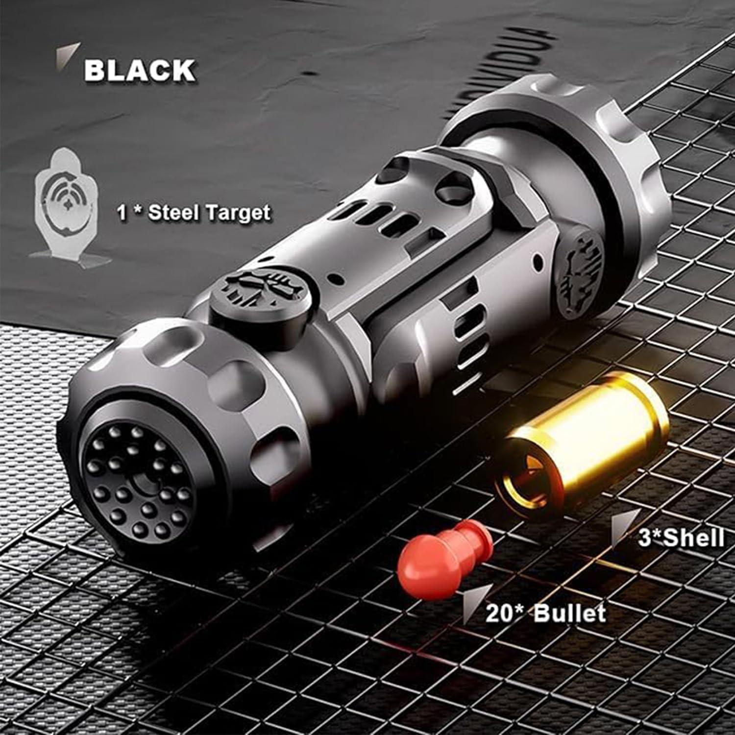 ToysCentral Basics Tungsten Steel Fidget Gun Toy - Metal EDC Finger Slider with Textured Spinner, Stress Relief Gadget for Adults, Silent Clicking & Gyro Rotation (Black)