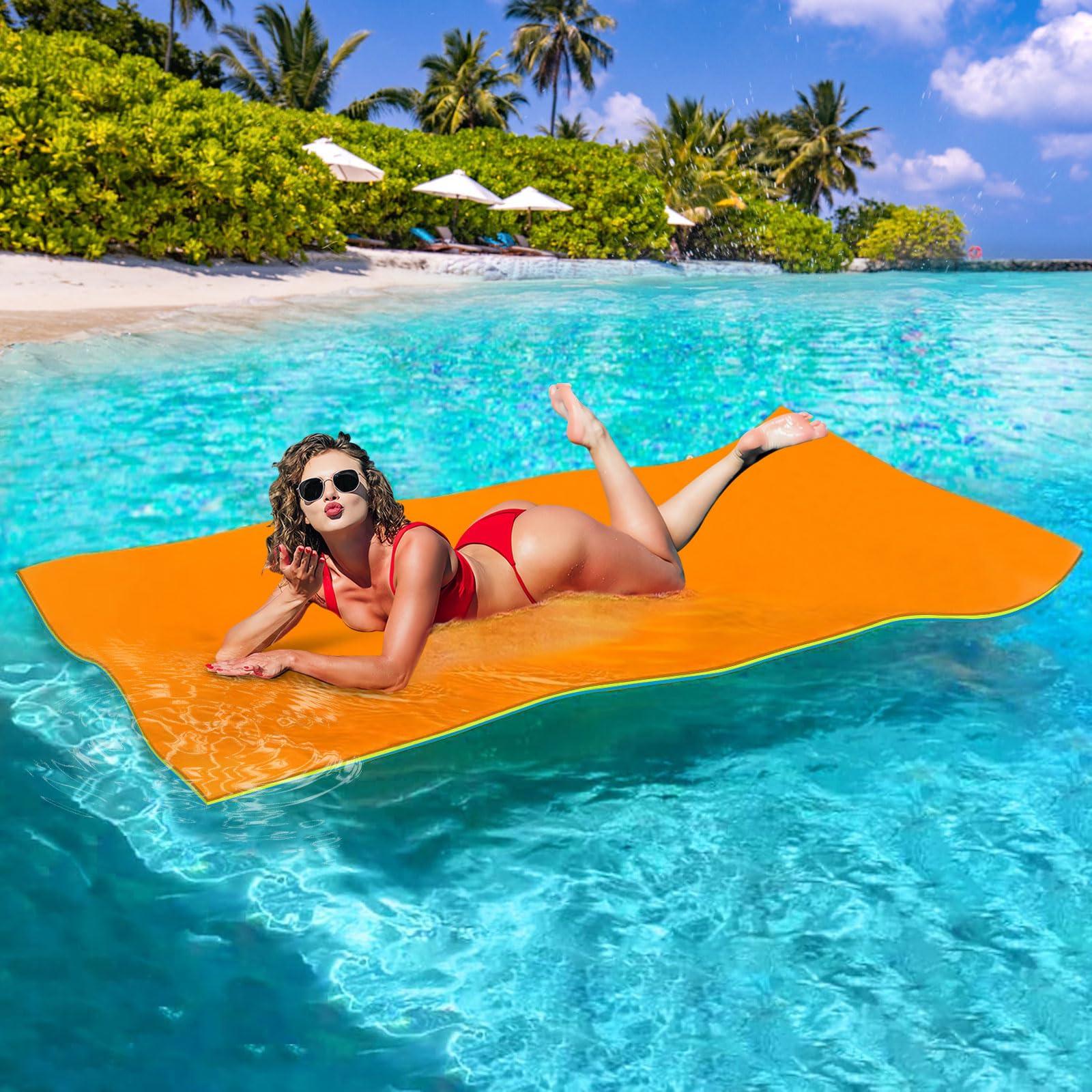 Stopsad Stopsad 6' Floating Water Mat, Foam Water Floating Pad, Tear-Resistant XPE Foam, Lily Pad for Water Recreation Pool, Beach, Ocean, Lake, Suitable for Multiple Users, Orange&Blue