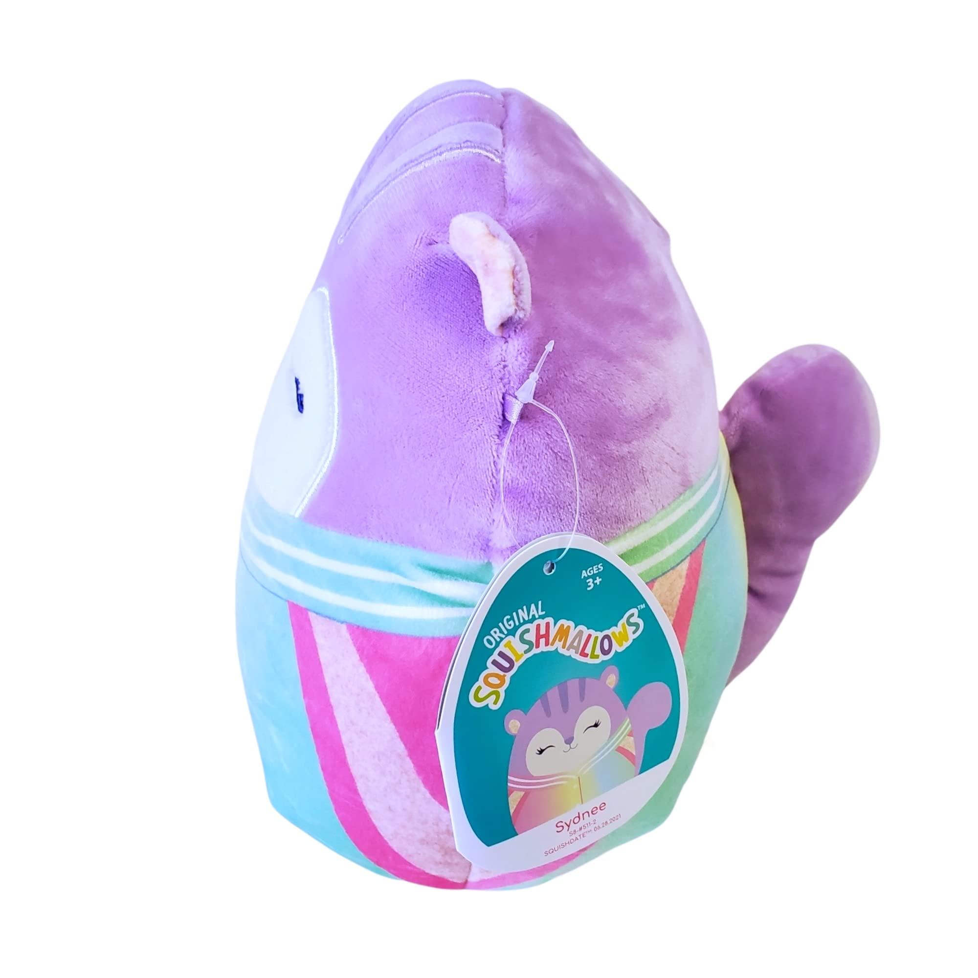 Squishmallow Official KellyToy Squishmallows 8 Sleepy Pajamas Winter Release Plush Stuffed Toy (Sydnee Squirrel Rainbow Shirt)