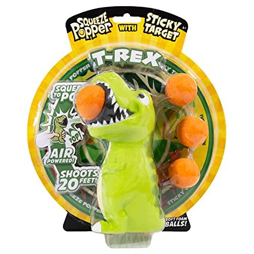 Hog Wild T Rex Dinosaur Popper Toy and Sticky Target Set Pop Foam Balls Up to 20 Feet 4 Balls Included Age 4