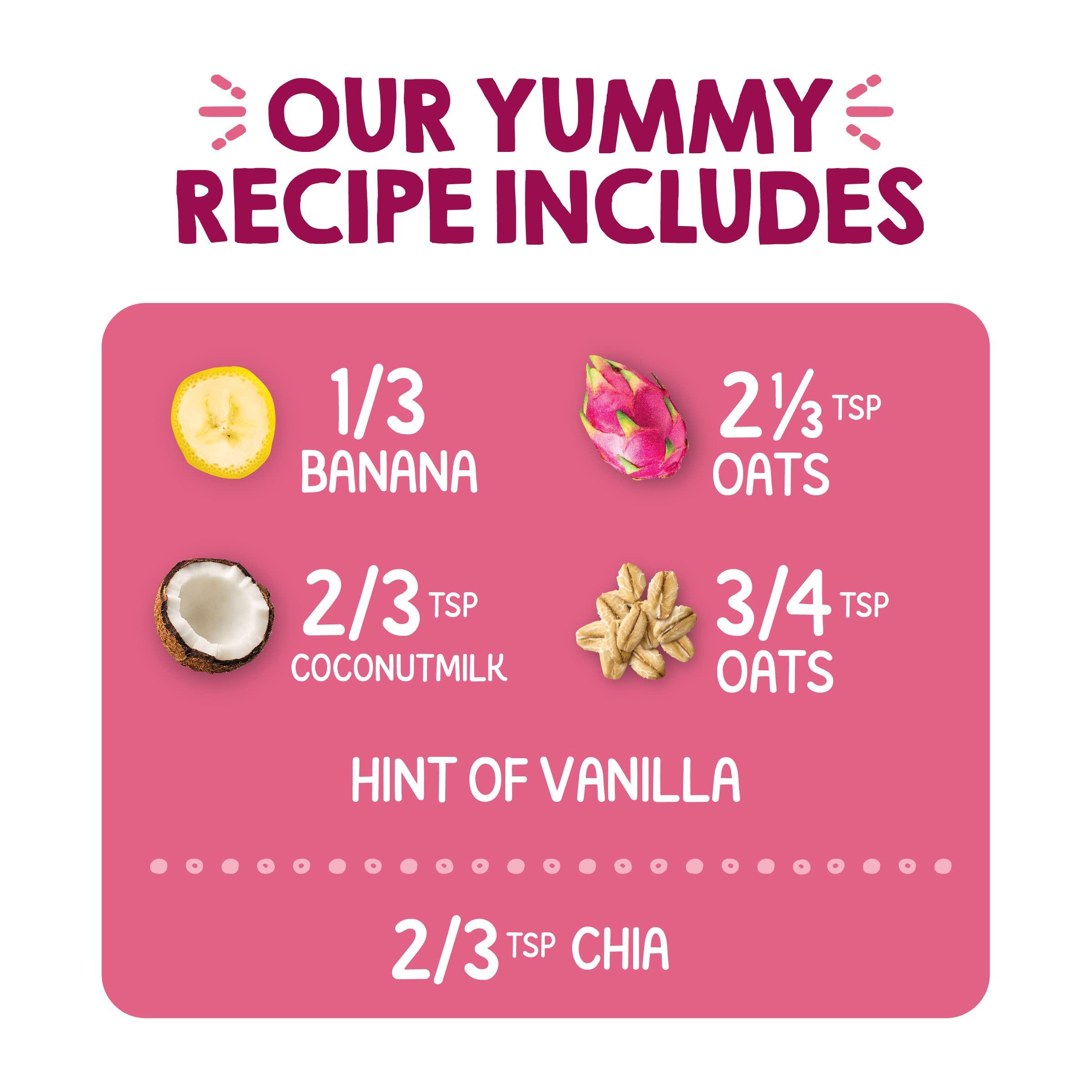 HAPPYTOT Happy Tot Organics Stage 4 Baby Food Pouches, Gluten Free, Vegan & Dairy Free Snack, Super Morning Fruit & Oat Blend, Bananas, Dragon Fruit, Coconutmilk, Oats & Chia, 4 Oz (Pack of 16)