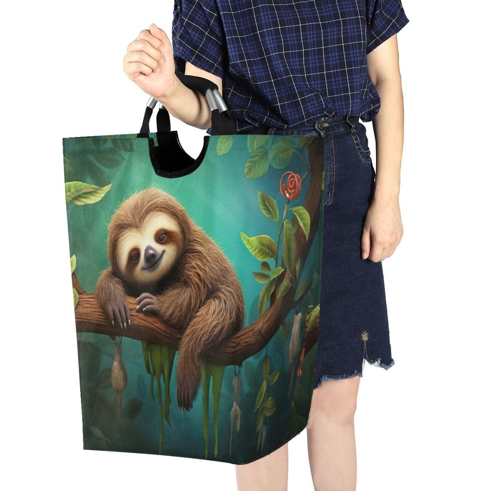 FLildon FLildon Laundry Basket Tree Sloth Collapsible Clothes Hamper, Waterproof Nursery Storage Bin with Handle Clothing Baskets for Bedroom Bathroom