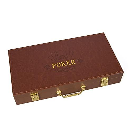 ZOOCEN ZOOCEN Poker Chips Set- 300PCS Poker Chips with Leather Case, 11.5 Gram Chips Set