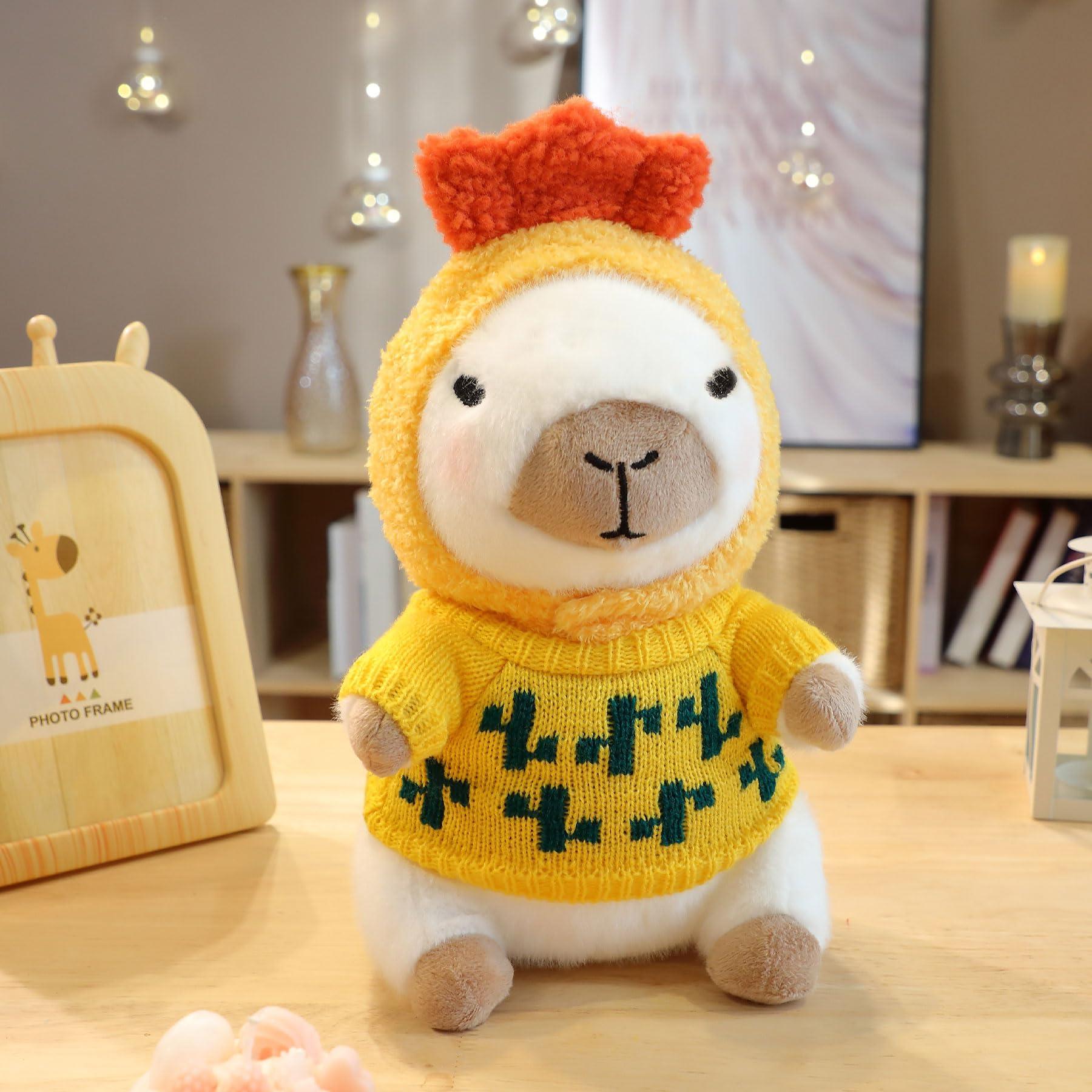 HACHIMI HACHIMI Capybara Plush with 9 pcs Clothes & Accessories, Dress Up Capybara Stuffed Animal Plush Toys, 10.2 in Cute Plushies for Girl/Boy Birthday (Yellow)