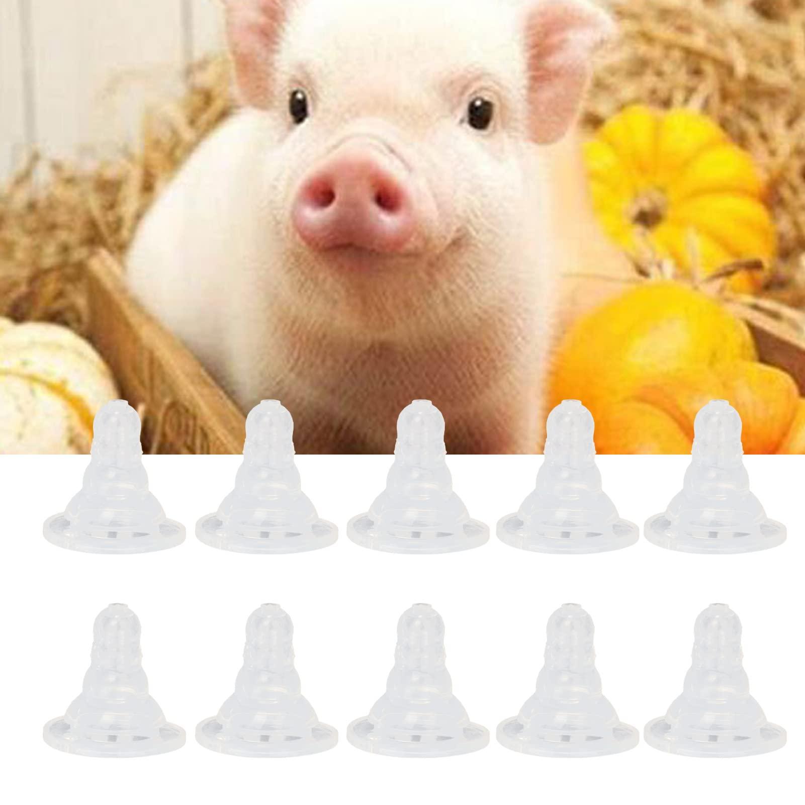 ChengyuWei 10Pcs Goat Nursing Nipple, Milk Bottle Bucket Nipple Replacement, Soft Silicone Thicken Lamb Feeding Nipples, for Pig Sheep Cattle