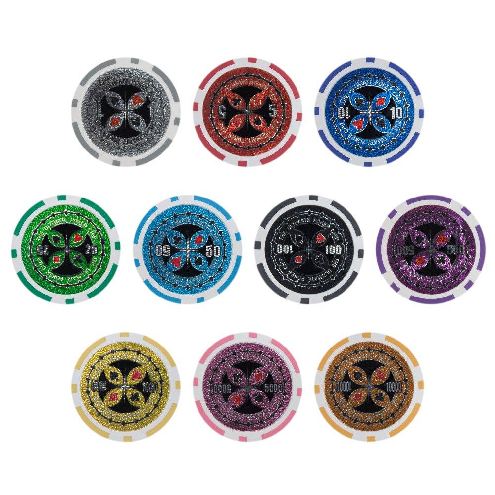 Brybelly Brybelly The Ultimate Poker Chip Holo Inlay Heavyweight 14-gram Clay Composite - Pack of 50 ($5.00 Red)