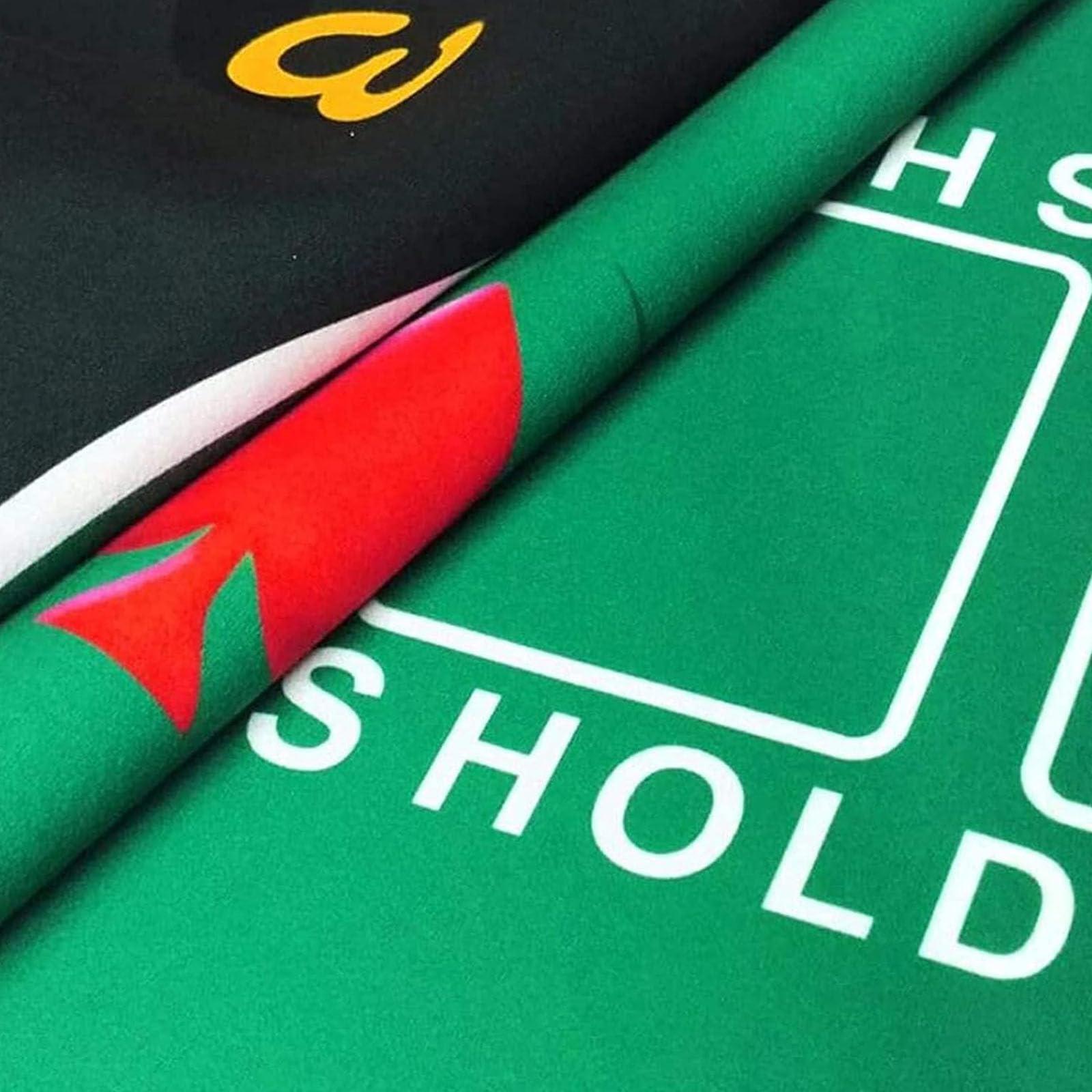 NVYAZJ NVYAZJ Portable Pokers Tablecloth, 10 Player Poker Mat with Rubber Non Slip Foldable Washable 70.9x35.4inch, Poker Felt Table Cover for Poker Games, Blackjack, Casino Green
