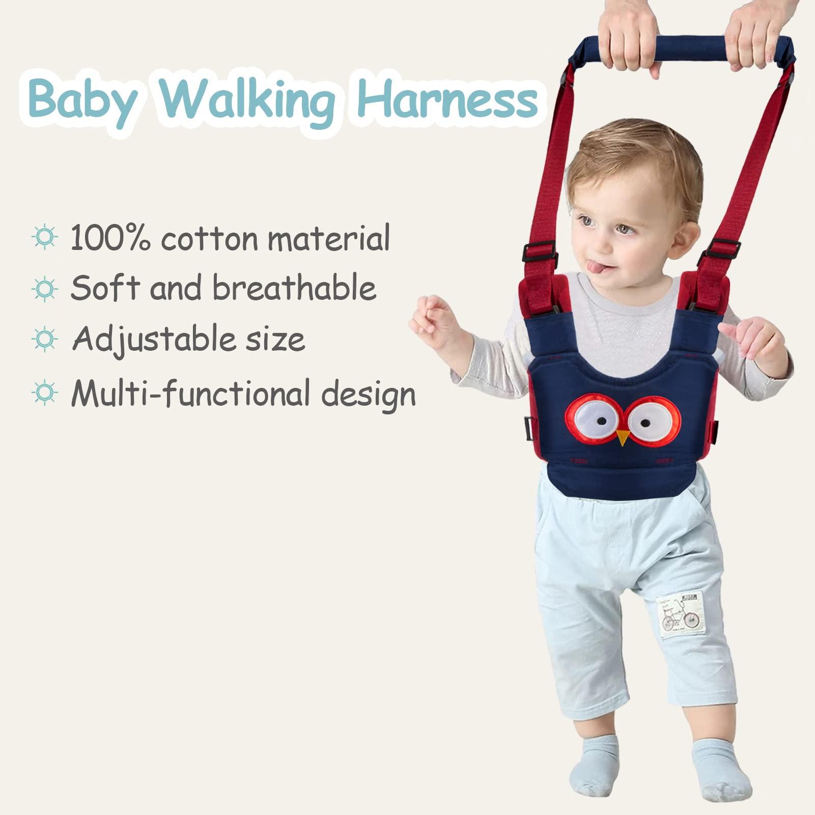 Ocanoiy Ocanoiy Baby Walking Harness Handheld Baby Walker Assistant Belt Adjustable Toddler Infant Safety Harnesses Standing Up Walking Learning Helper with Detachable Crotch for 9-24 Month (DarkBlue Owl)