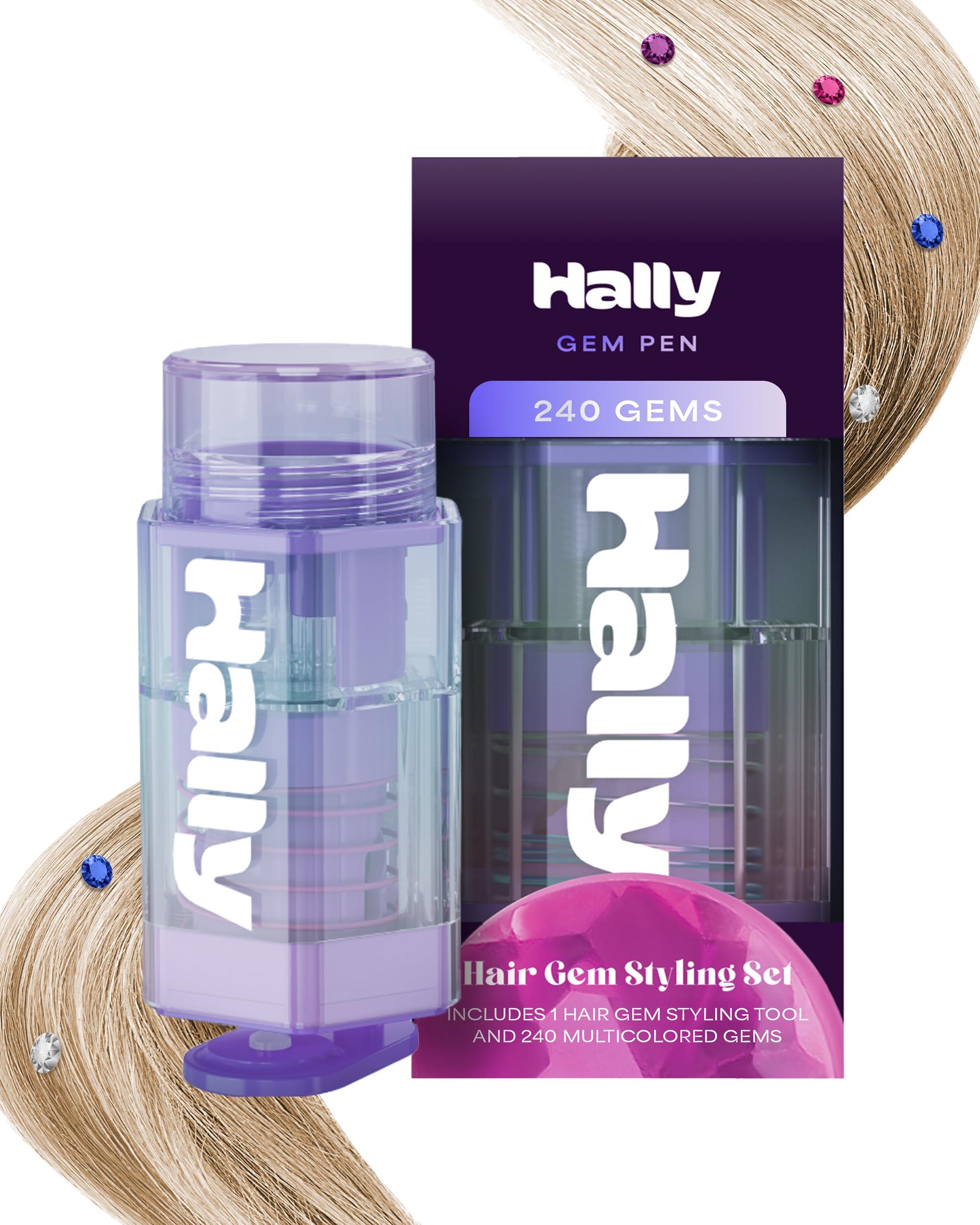 Hally Hair Hally Hair Gems Pen Applicator - Includes Hair Styling Tool with 240 Multicolored Adhesive Gem Stickers Hair Jewels - Stylish Hair Accessories for School, Halloween, Festivals, Wedding, Parties & More