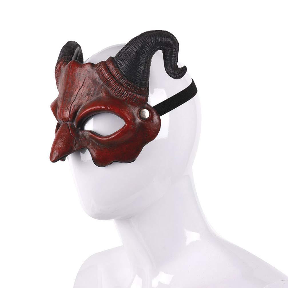 Zerodeko Scary Mask Halloween Masquerade, Scary Half Face Claw Devil Halloween Ghostlike Cosplay Costume Party Horror Devil (Brown) Devil Horns