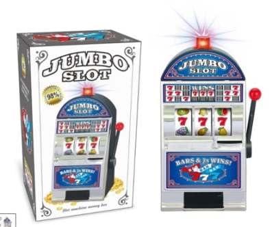 Adams Toy Heaven 777 Silver Slot Machine Casino Toy Piggy Bank Replica with Flashing Lights and Jackpot Alert Sounds