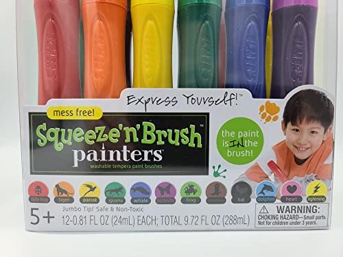 Ohio Trading 3 Pack Of Painters Squeeze \'n Brush Washable Tempera Paint Brushes, Assorted Colors, 12 Count (36 In Total)