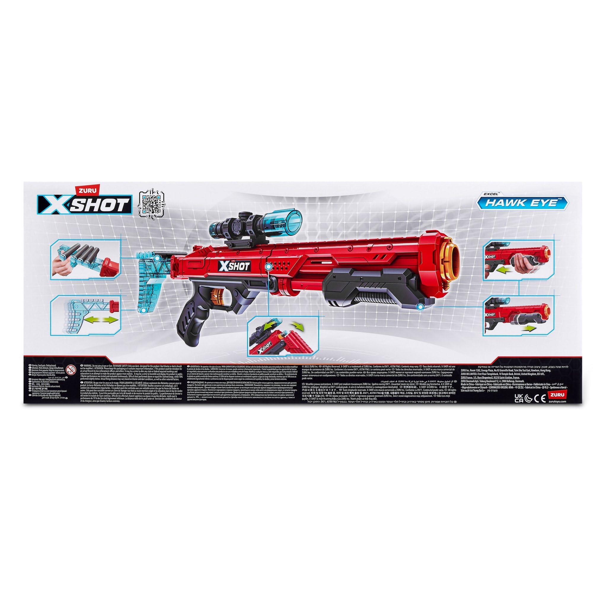 XShot X-Shot Excel Hawk Eye Foam Dart Blaster Red W/Air Pocket Technology(16 Darts) by ZURU - RED