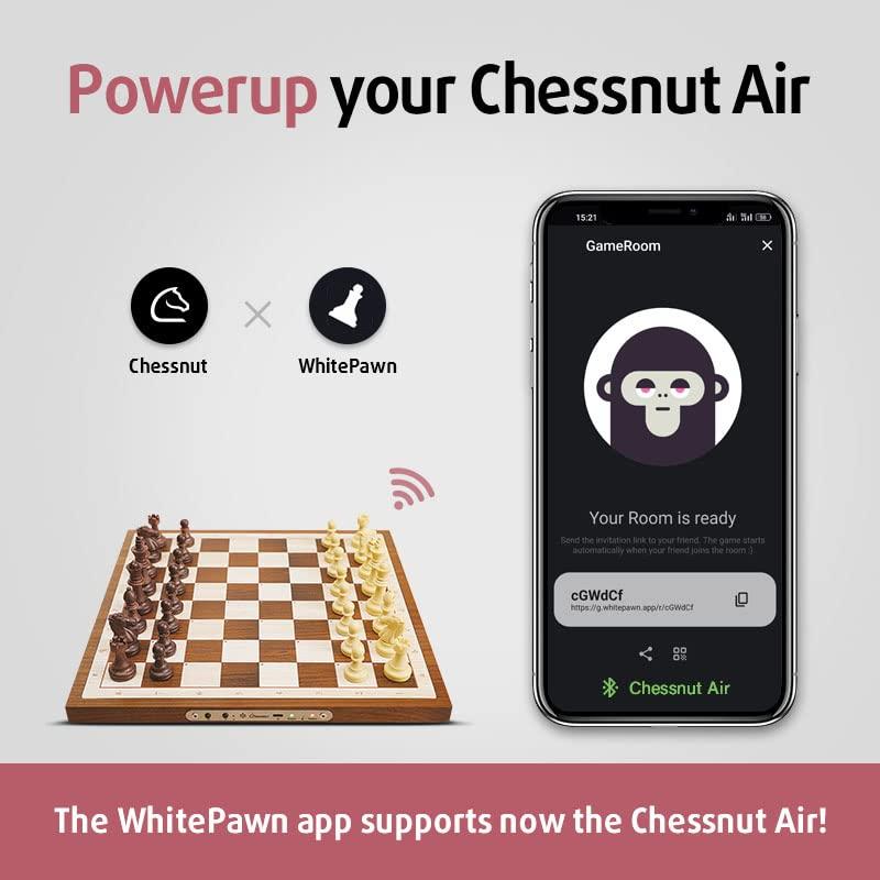Chessnut Chessnut Air Electronic Chess Set, A magnificently Handcrafted Wooden Chess Board with Extra Queens,LEDs, AI Adaptive Electronic Chess Set Game and App with Computer Chess Board