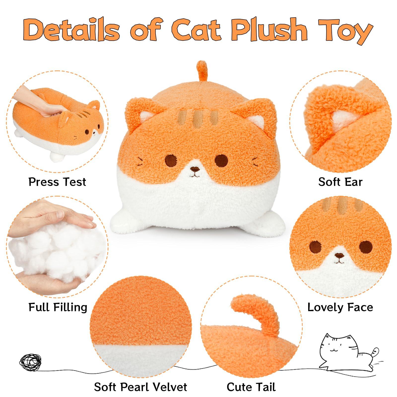 LSYDCARM LSYDCARM Orange Cat Stuffed Animal Plush Pillow, 15Inch Cute Cat Plushie Soft Cat Pillow Plush Toy Stuffed Animals Cat, Kawaii Stuffed Kitten Soft Cat Hugging Pillow Gift for Kids Boys Girls Birthday