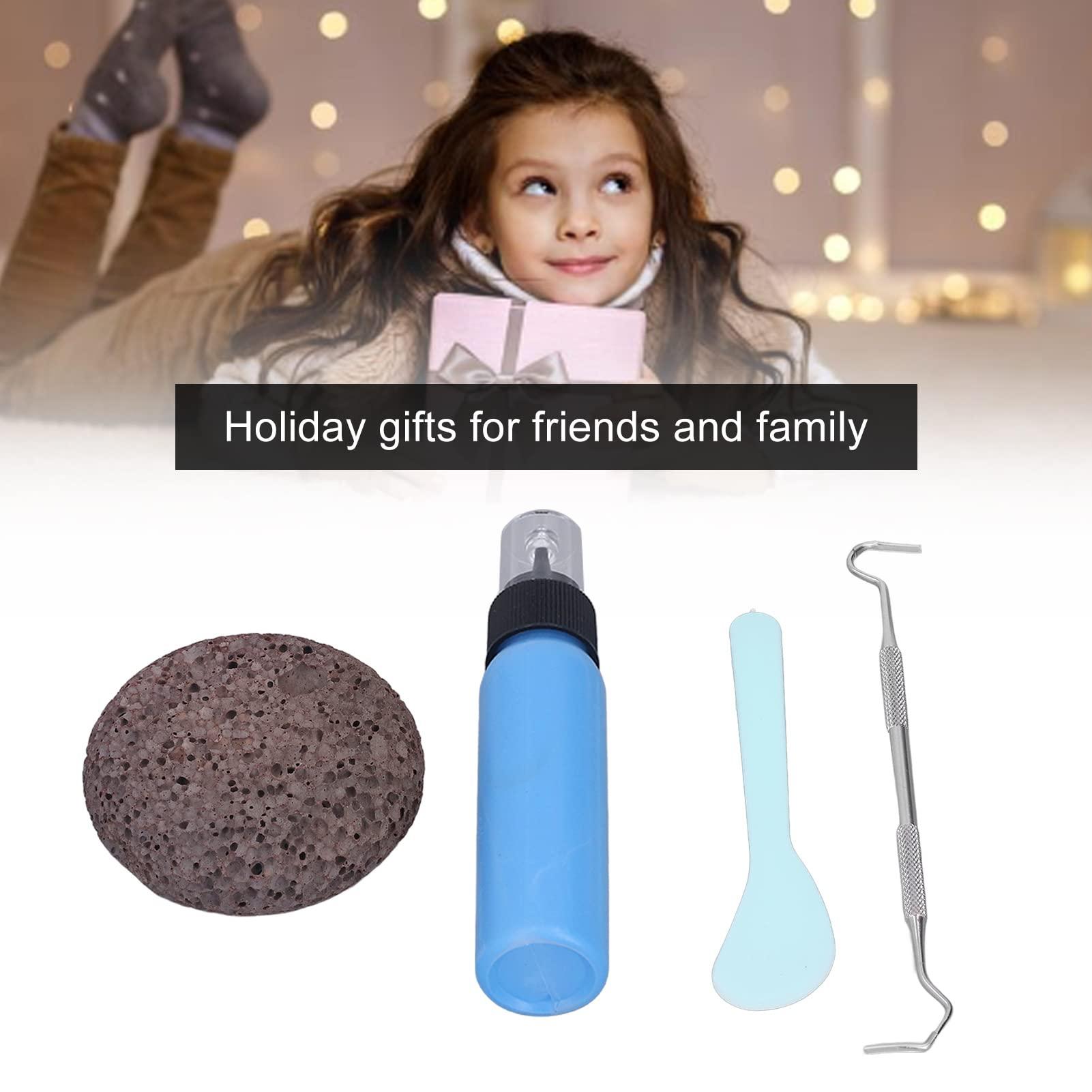 Septpenta Picking Rock Kit, Pick Stone for Anxiety Relief, Reduce Stress Fidget Picky Stone Kit, DIY Relaxing Relief Pick Rock Toyfor Children and Adults (Blue Latex + Flat Round Stone)