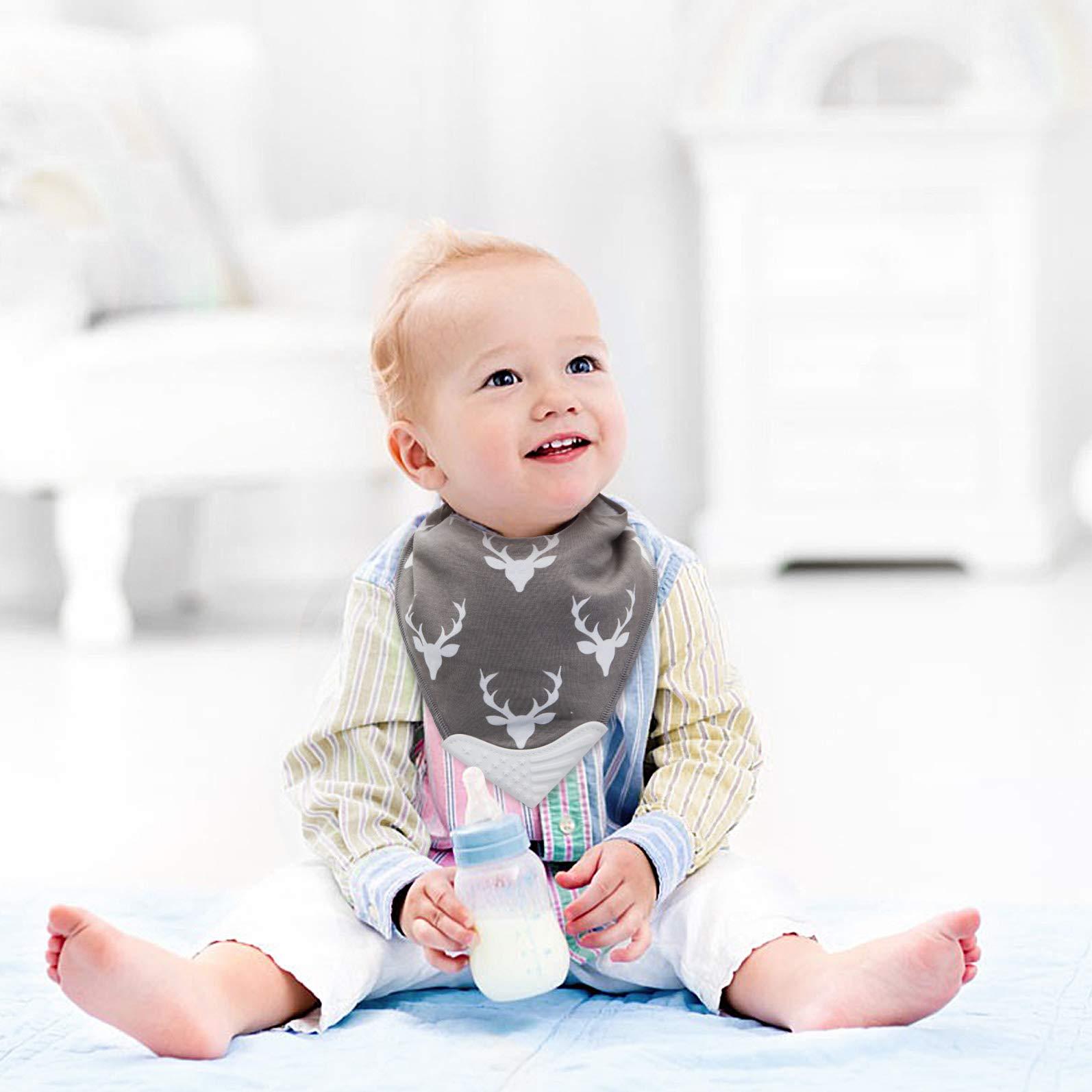 Giftty Giftty BabyBandana Bibs with Teething Corner, Teething Bib, BPA-Free Silicone Teether and Adjustable Snap for Baby Boys, (Black Forest, 5-Pack)