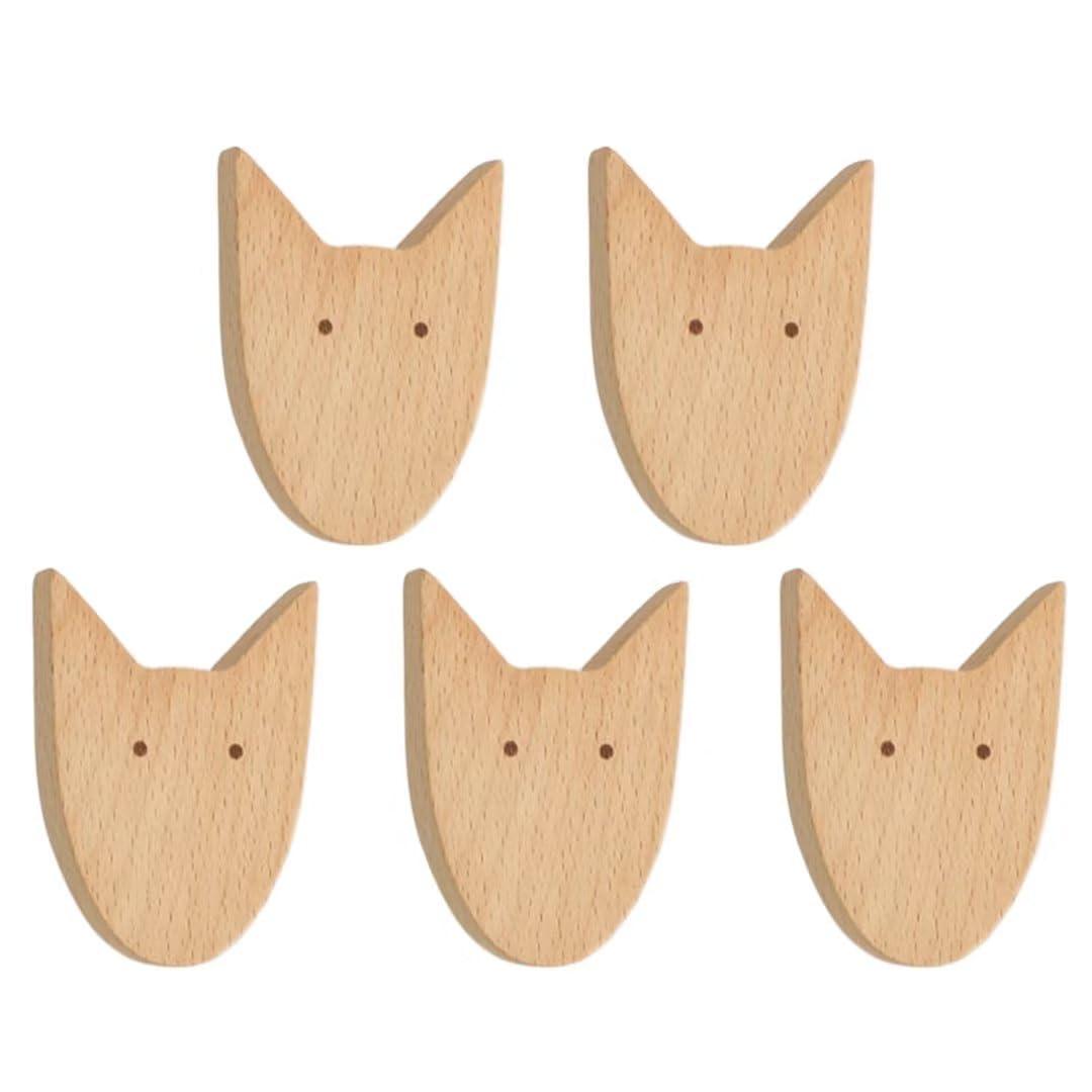 Klauer Wooden Door knobs,Wood Pull Knobs,Round Drawer Knobs,5 PCS Wood Cabinet Handle Knob for Furniture Door Animal Coat Hooks Wooden Hooks Wall Mounted Cupboards Handles for Bathroom Cabinets Doors Dresse