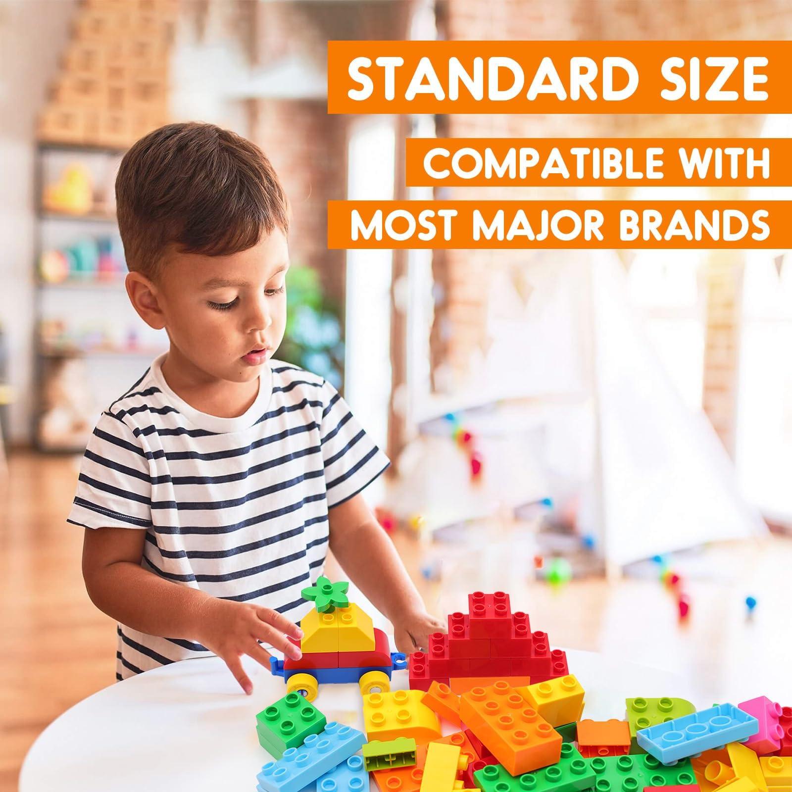 WYSWYG Large Building Blocks for Kids Toddlers Including 2 Piece Baseplates, Basic Big Building Blocks Compatible with Duplo and Major Brands, Building Bricks Set for Kids Age 3 4 5 6