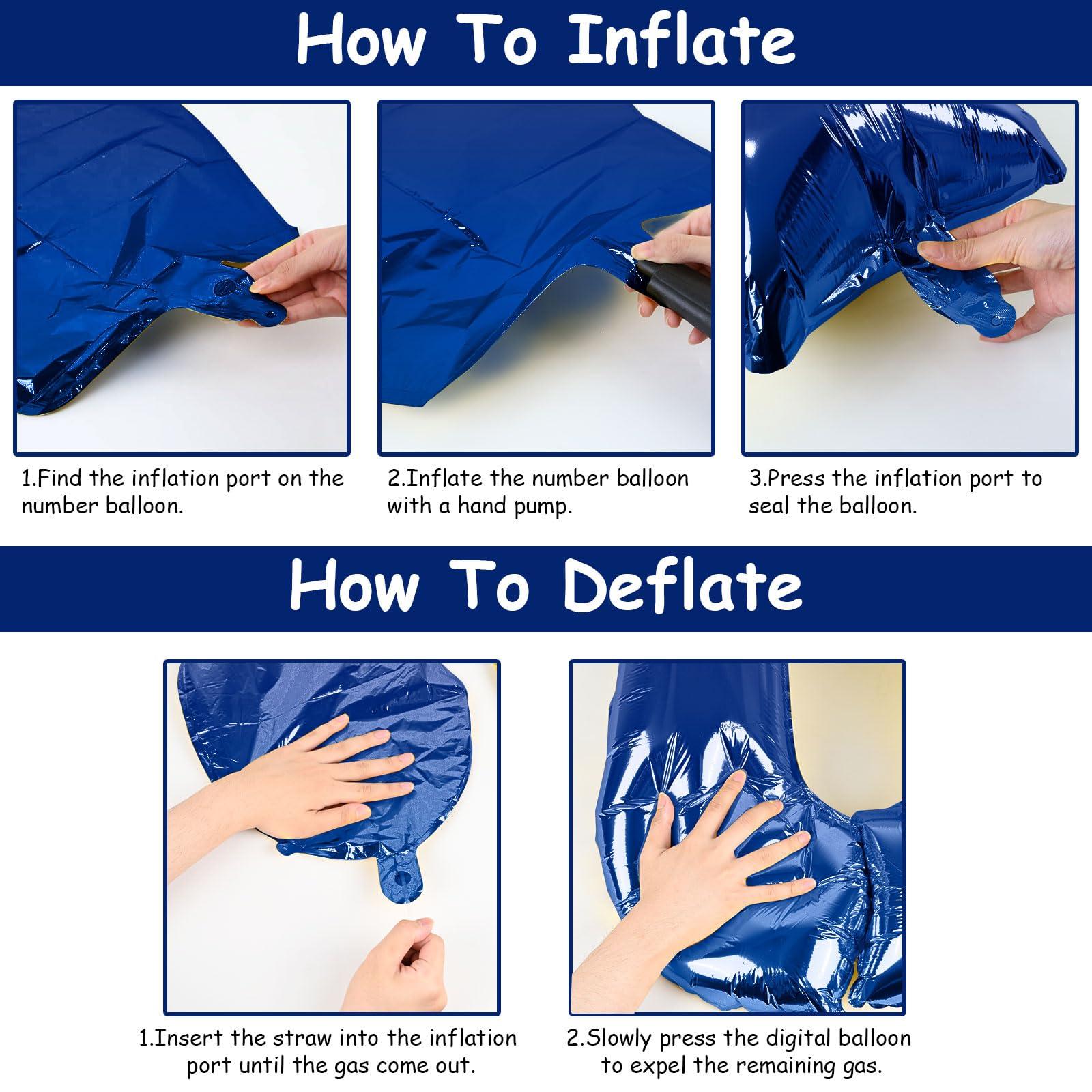 Lingqiang 40\" Balloon Number 2 Navy Blue, Large Dark Blue Foil Number Balloons Set 0-9, Royal Blue 2 Helium Balloons for Boys 2nd 12th 20th Birthday Anniversary Graduation Party Decoration Supplies