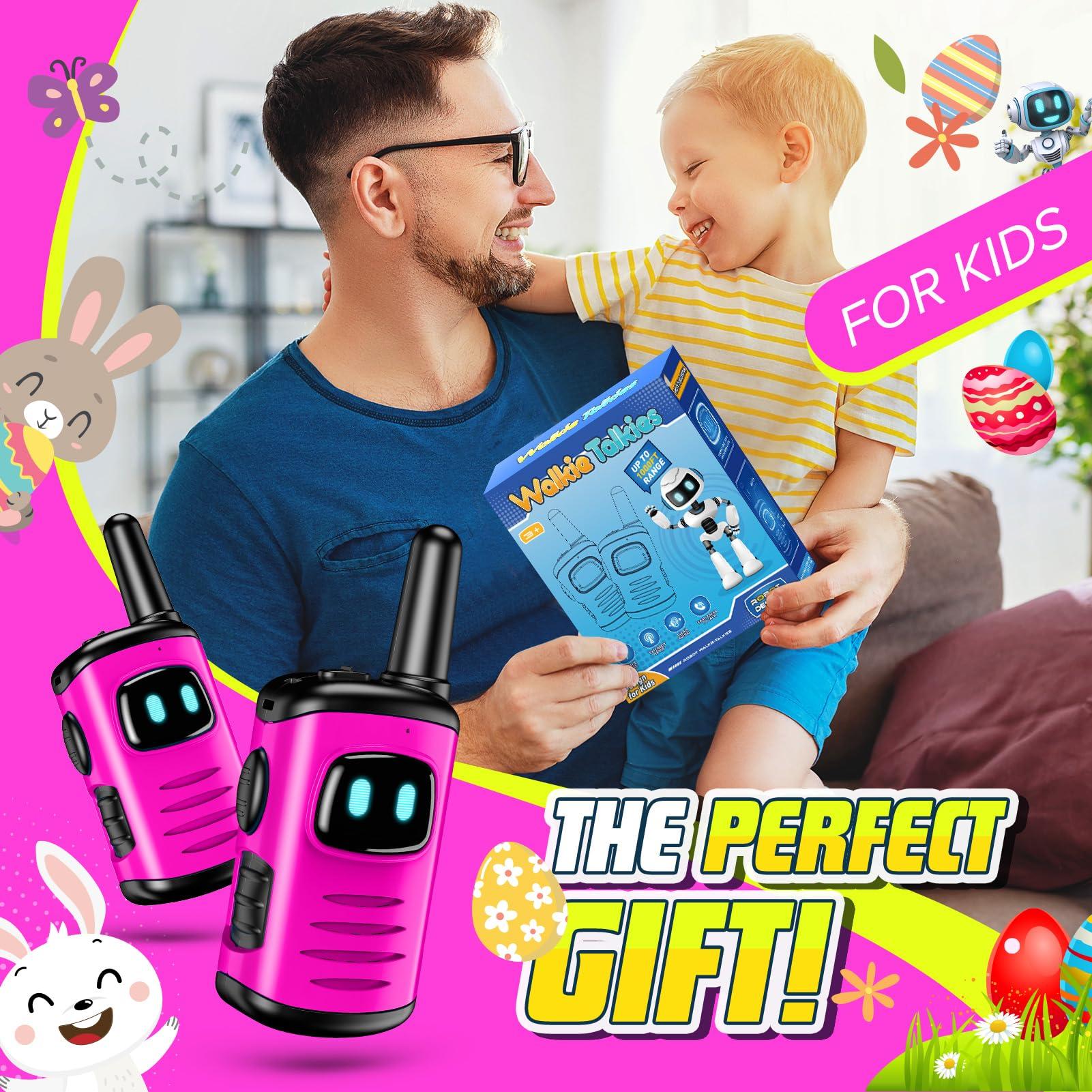 comedyfun Kids Walkie Talkies Toys for Girls: comedyfun Mini Robots Walkies Talkies Pink 2 Pack Easter Birthday Gifts for 3 4 5 6 7 8 Year Old Girls Toys for 4 5 6 7 8 Year Old Camping Outdoor
