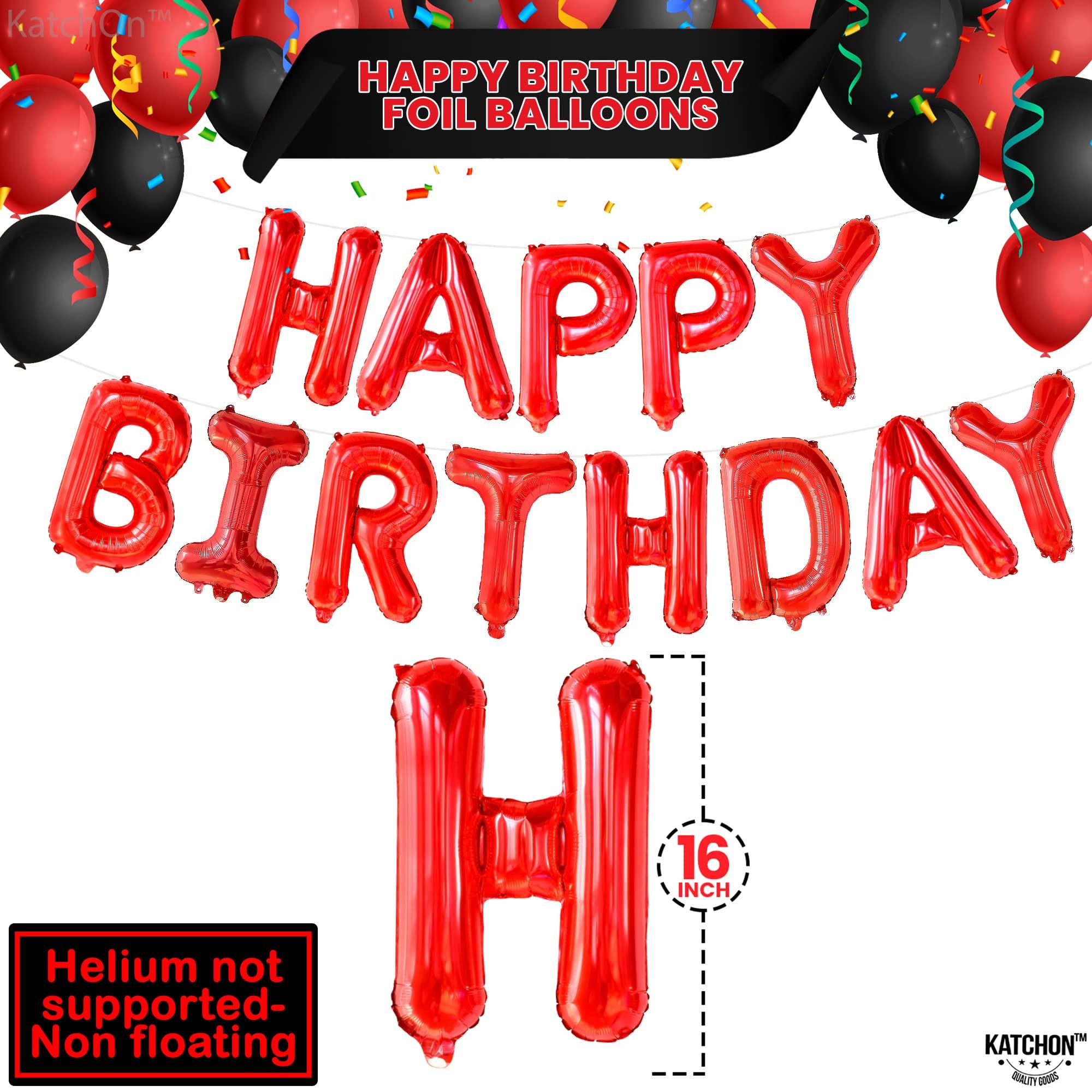 KatchOn KatchOn, Red Happy Birthday Balloon Banner - 16 Inch | Happy Birthday Banner Red, Happy Birthday Balloons Letters | Happy Birthday Foil Balloons | Happy Birthday Red Balloons, Red Birthday Decorations