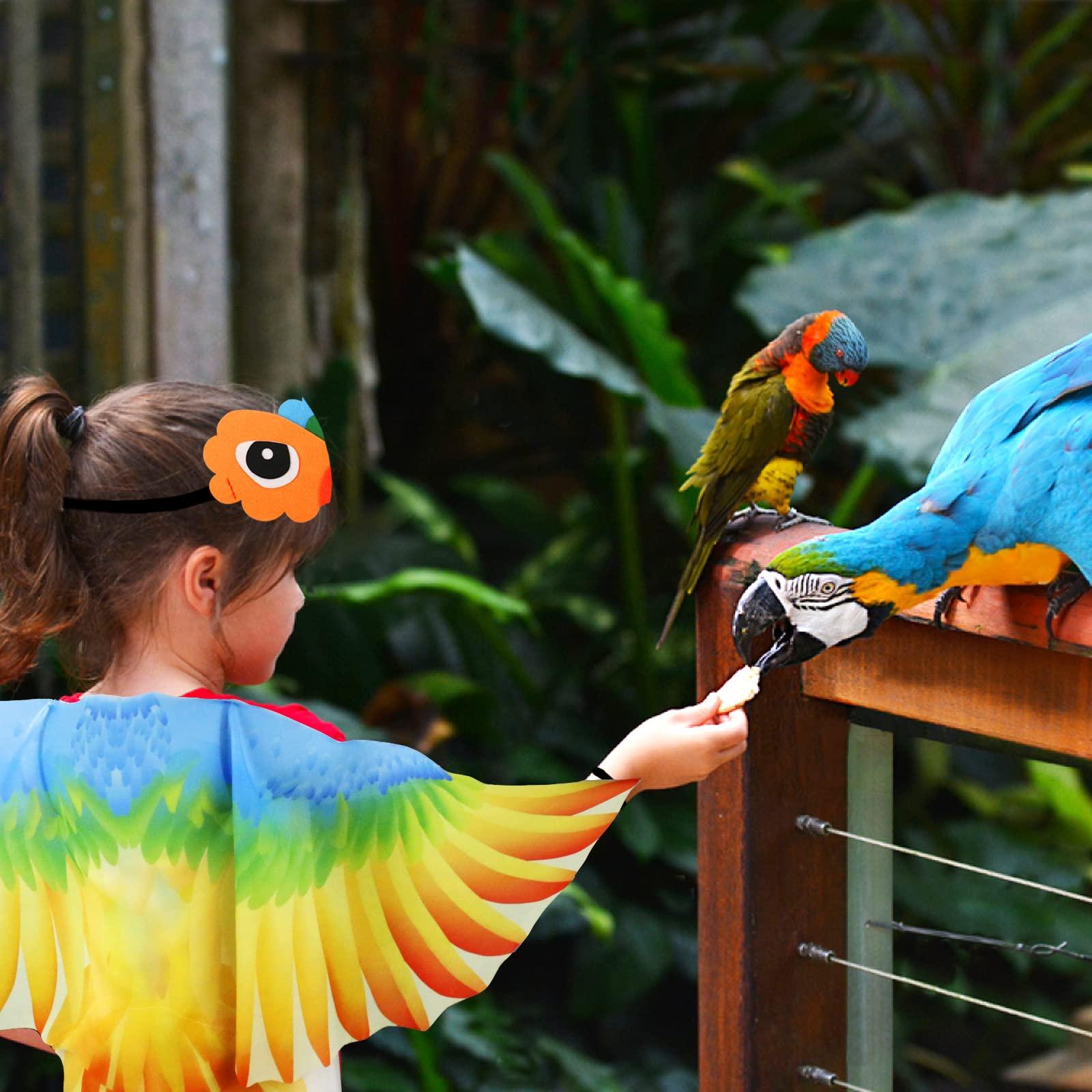 IROLEHOME IROLEHOME Bird-Costume-Parrot-Wings for Kids with Bird Headbands, Boys Girls Eagle Dress-up Cape Halloween Party Favors Gifts
