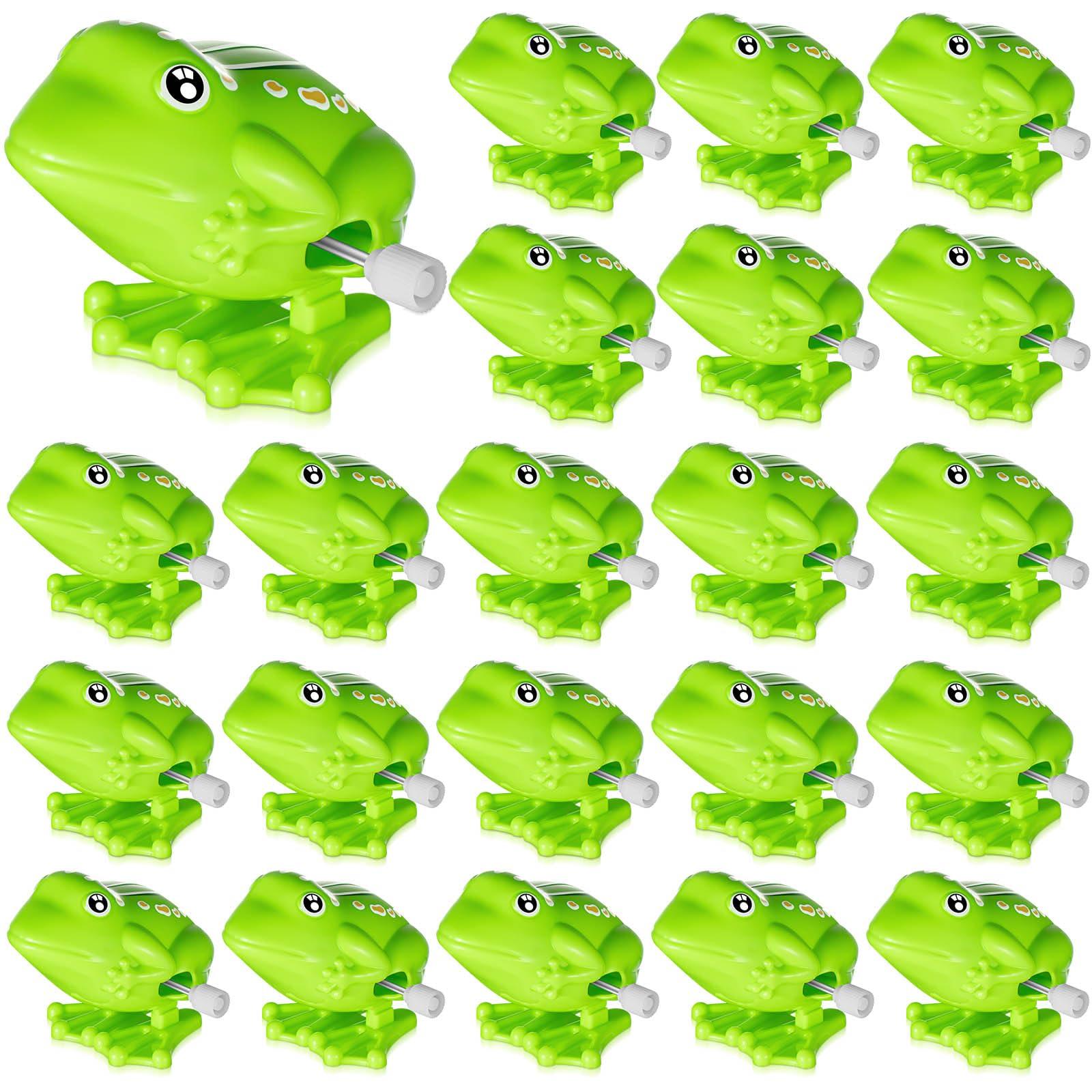 Seenelling Seenelling 20 Pcs Green Jumping Fun Frog Toys Plastic Cute Clockwork Frog Toy Bulk Toy Frog for Educational Gift
