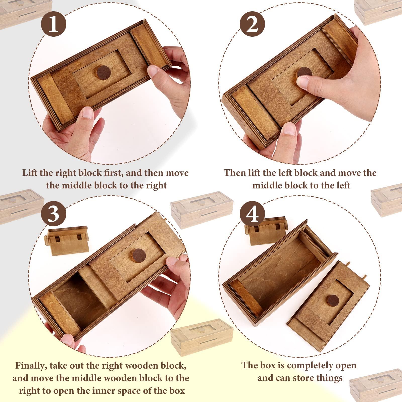 Oppaxf Puzzle Box 3 Pack Wooden Secret Puzzle Box with Hidden Compartment 3D Brain Teaser Magic Drawers Secret Magic Box Wooden Box Puzzle Case Difficult Puzzle Box Gift Card Puzzle Box for Adults and Kids