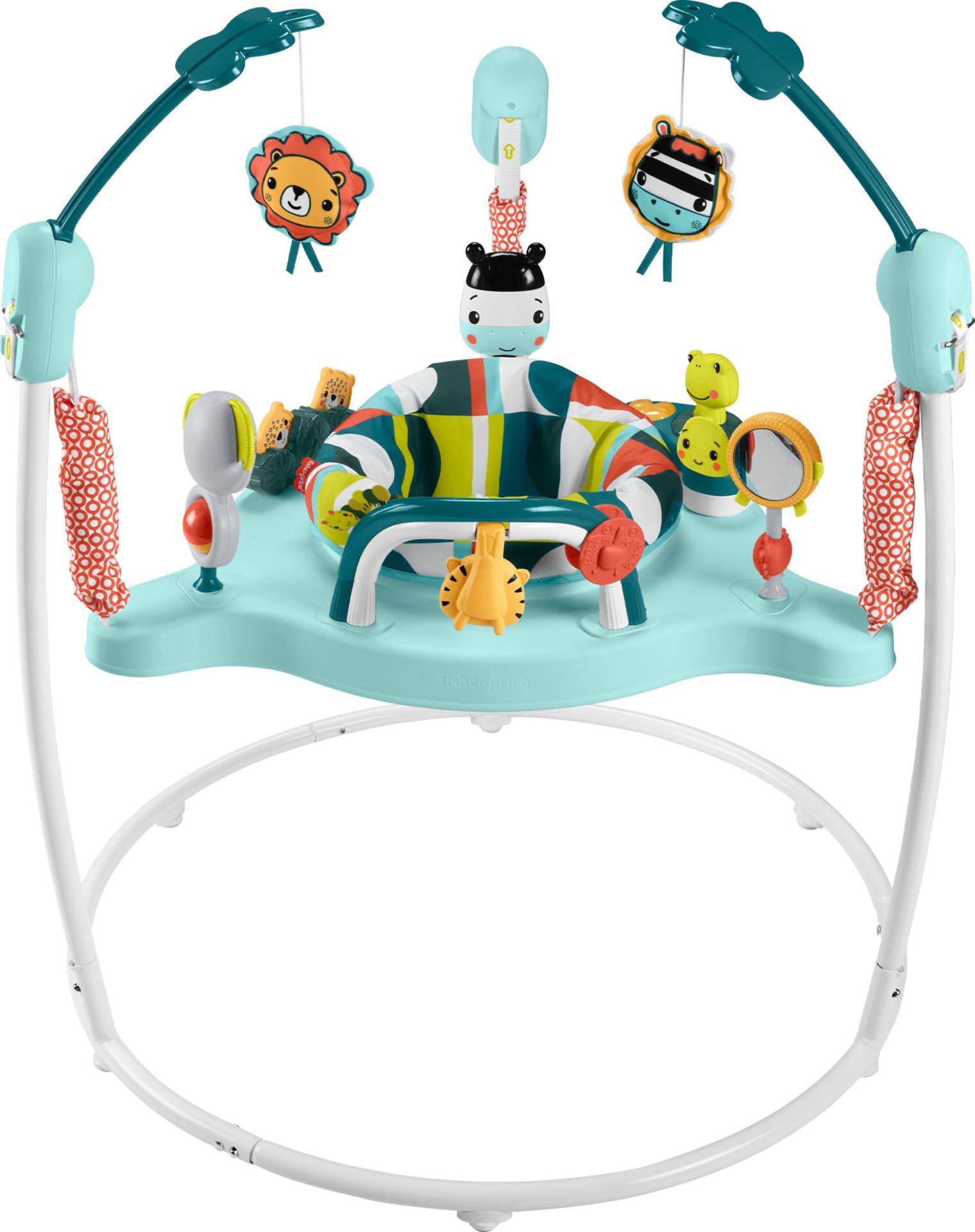 Fisher-Price Fisher-Price Baby Bouncer Colorful Corners Jumperoo Activity Center with Music Lights Sounds & Developmental Toys